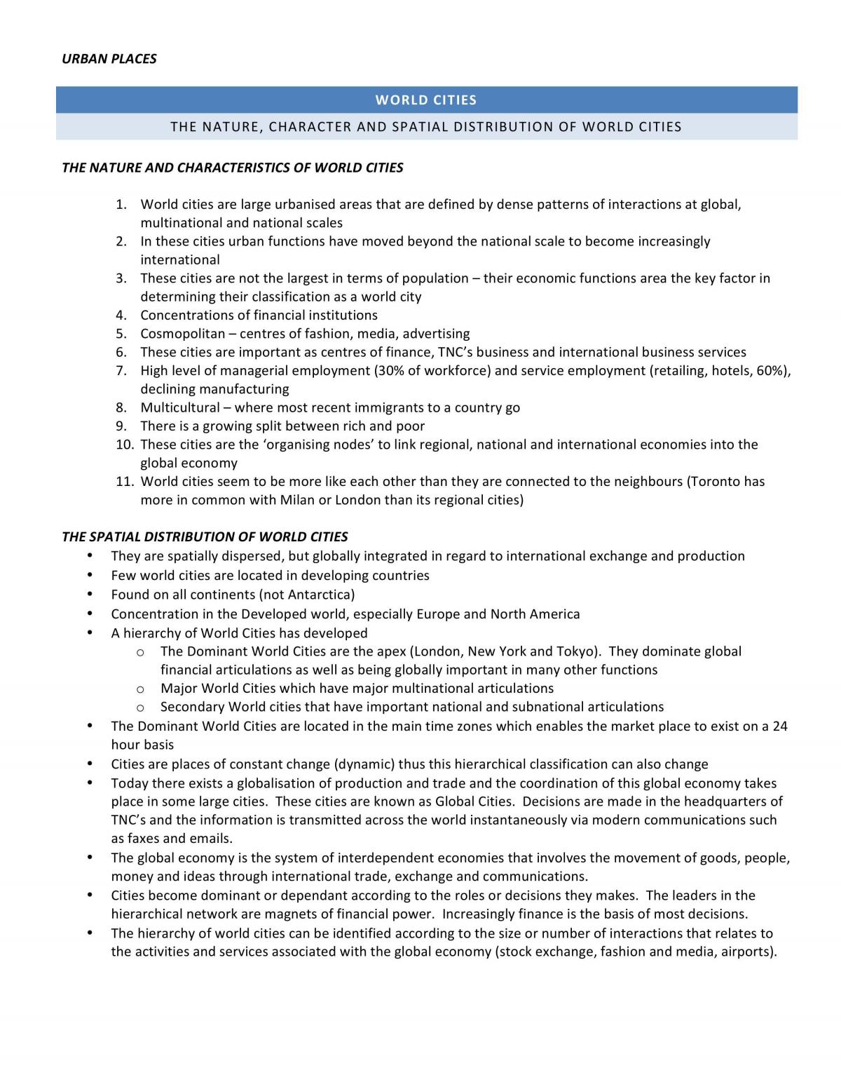 Urban Places Notes - Page 1