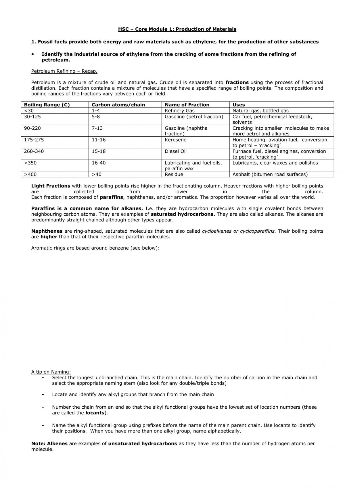 HSC Production of Material notes first Topic - Page 1