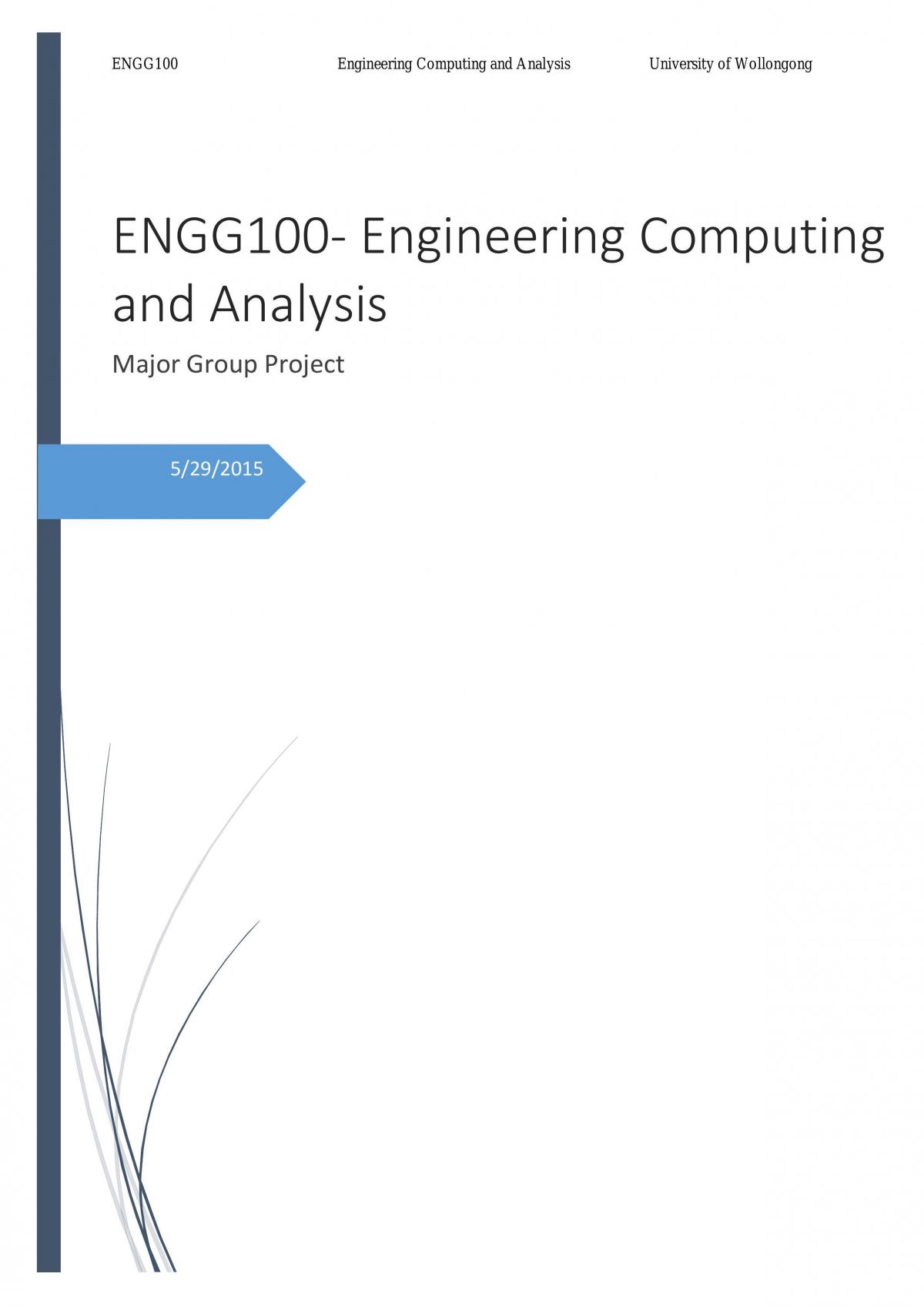 ENGG100: Major Assignment - Page 1