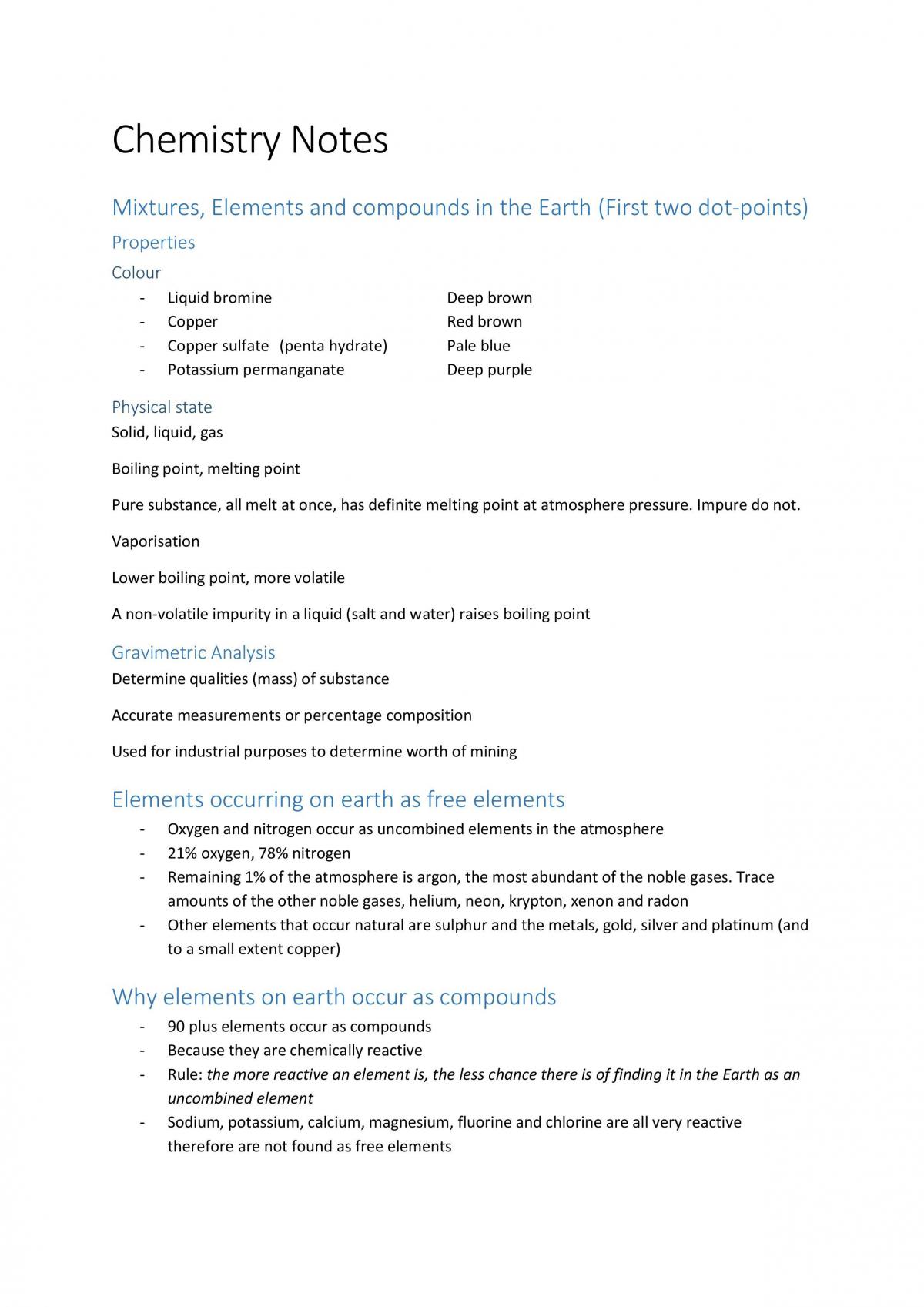 Chemical Earth Preliminary Notes - Page 1