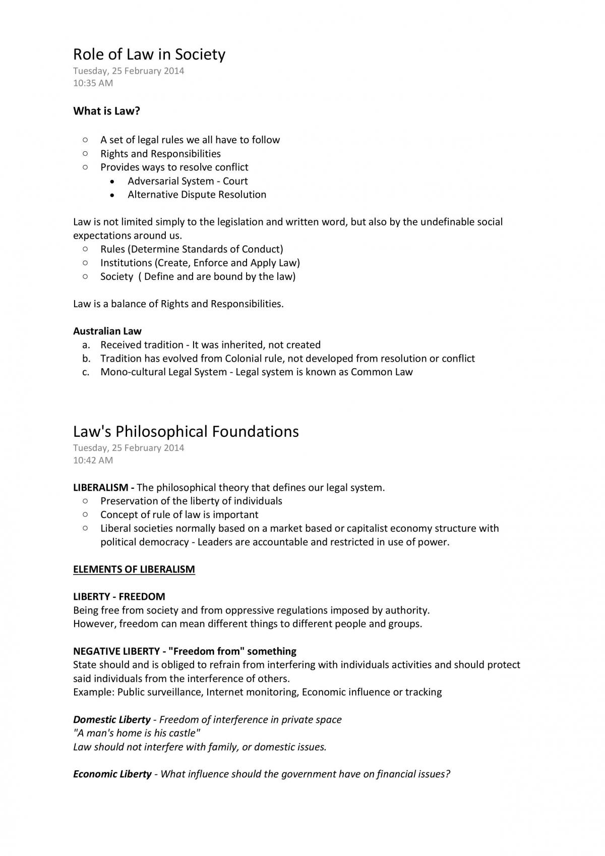 Study Notes for LLB104 (Law In Context) - Page 1