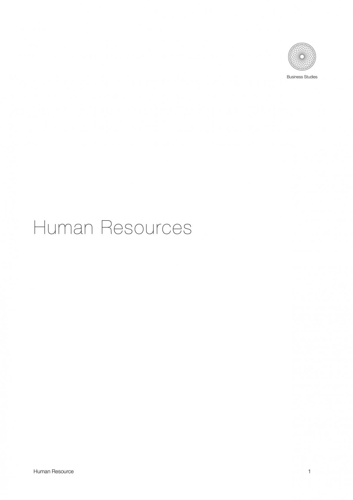 Human Resources Business HSC Notes - Page 1