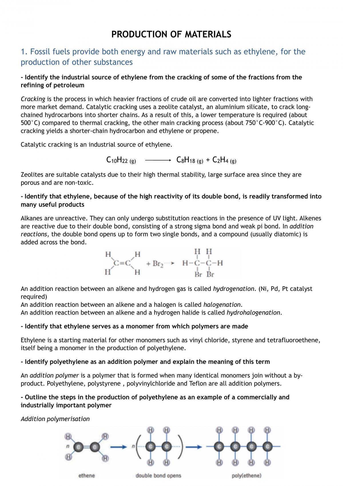 HSC Chemistry notes on Production of Materials | Chemistry - Year 12 ...
