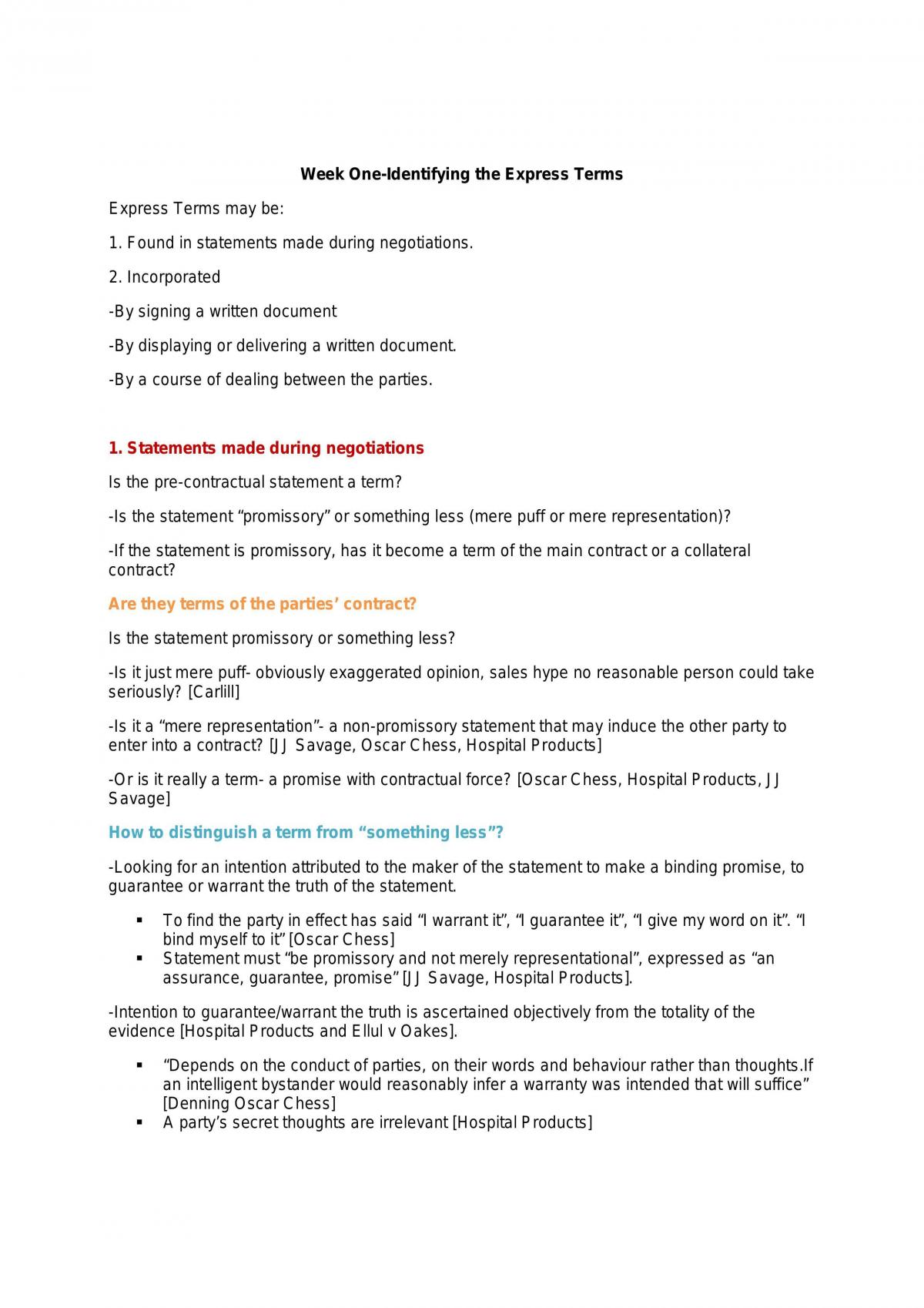 Overview Of Contracts B,  For Exam - Page 1