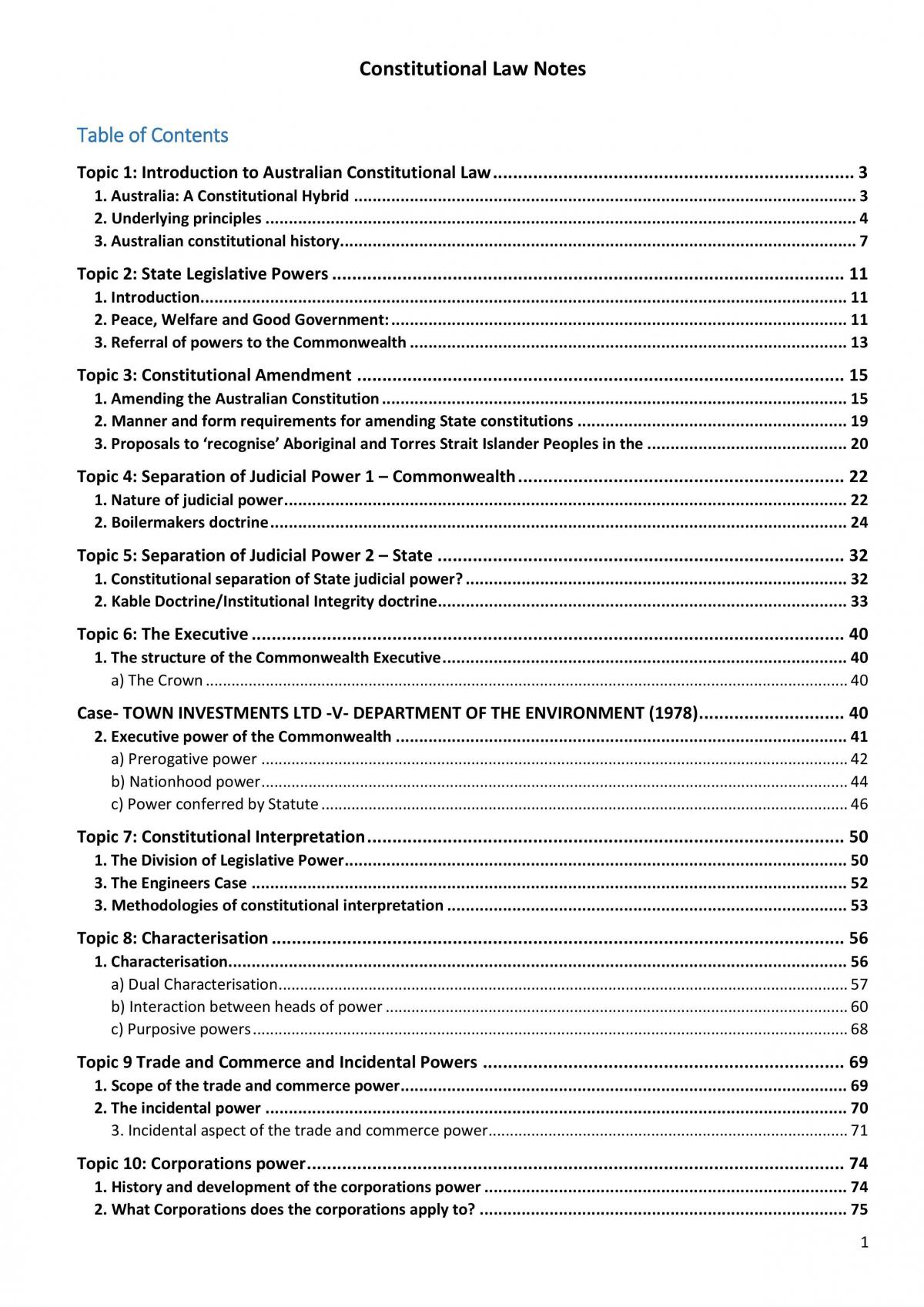 Constitutional Law Notes Complete - Page 1