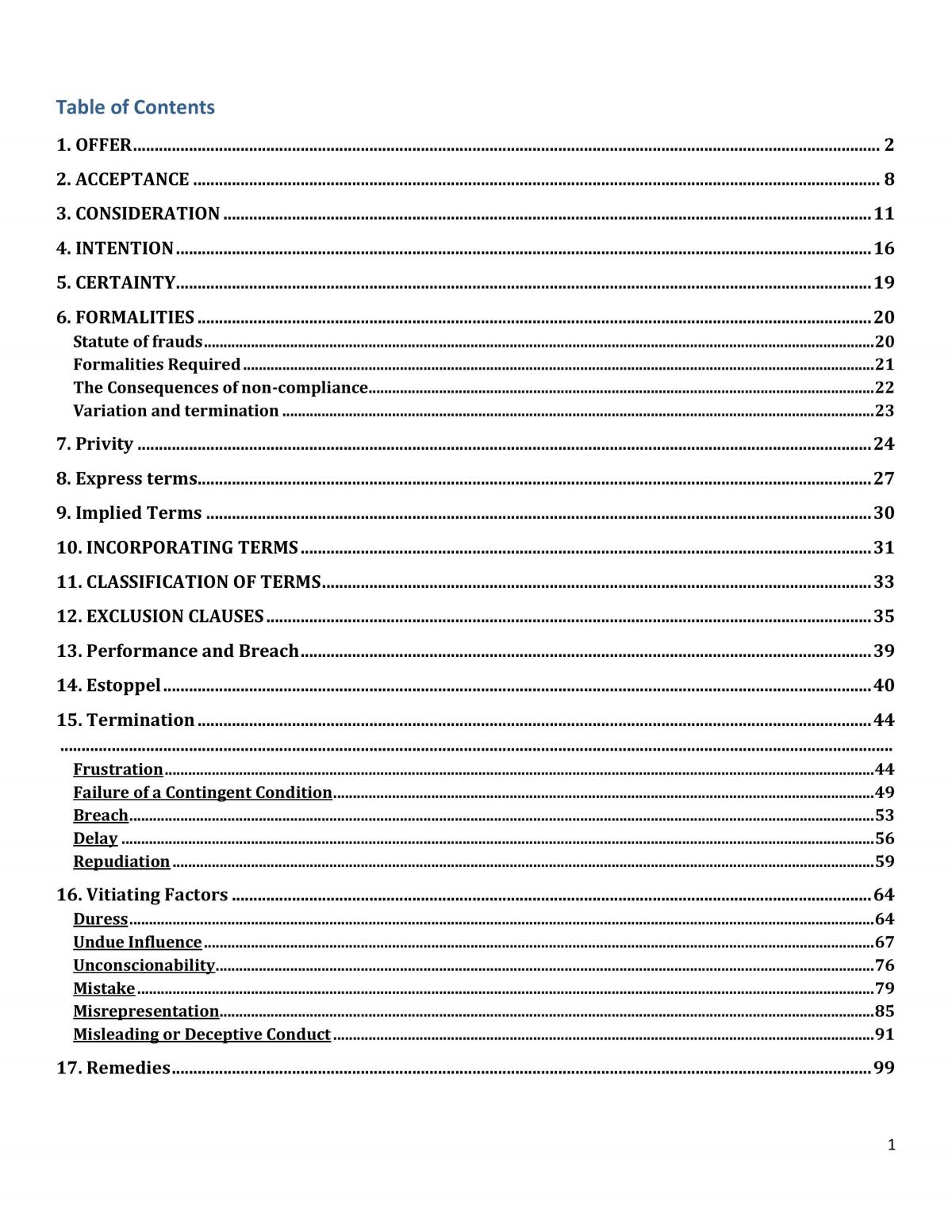Contracts Law Final Exam Notes - Page 1