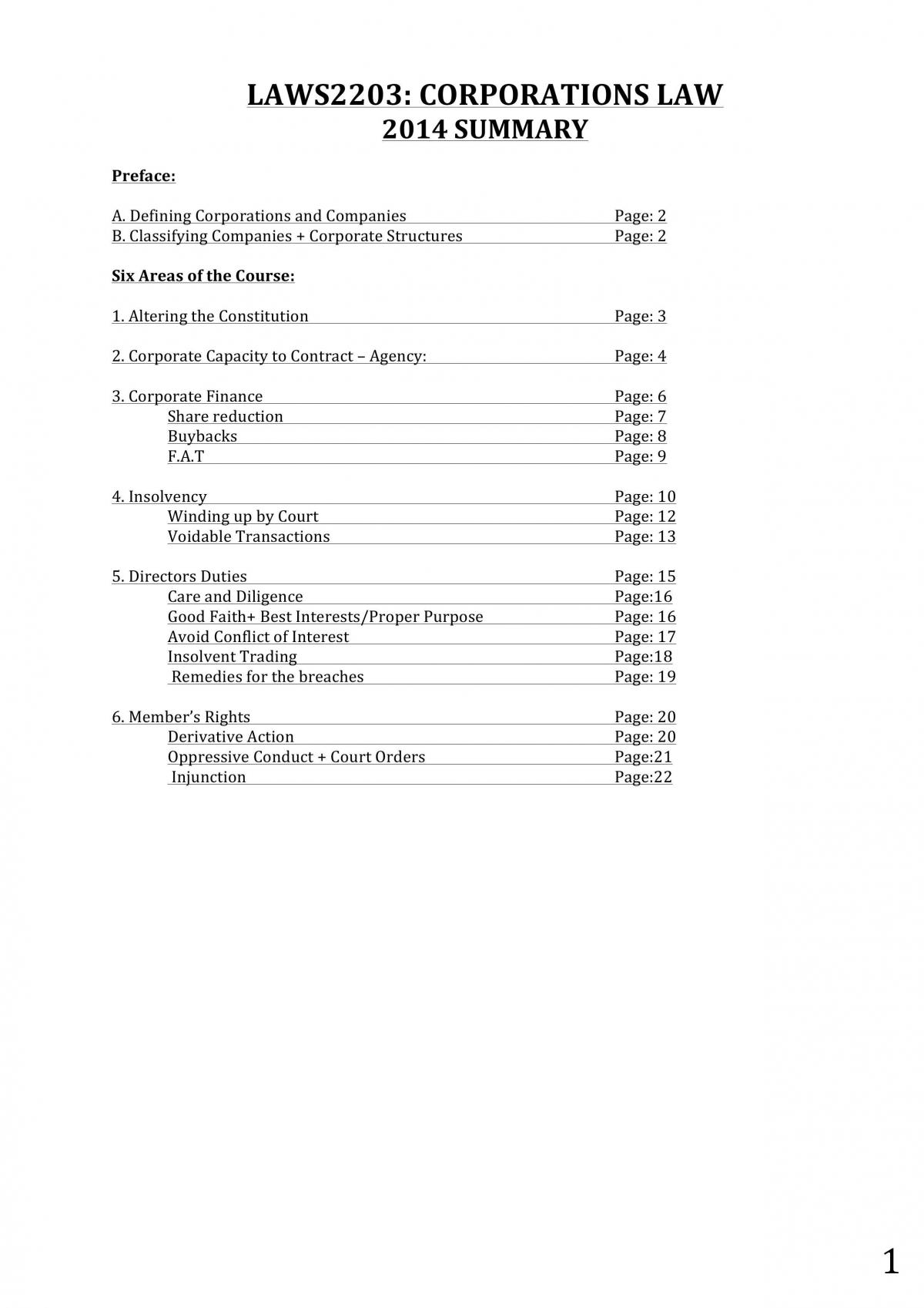 Corps Final Exam Summary - Page 1