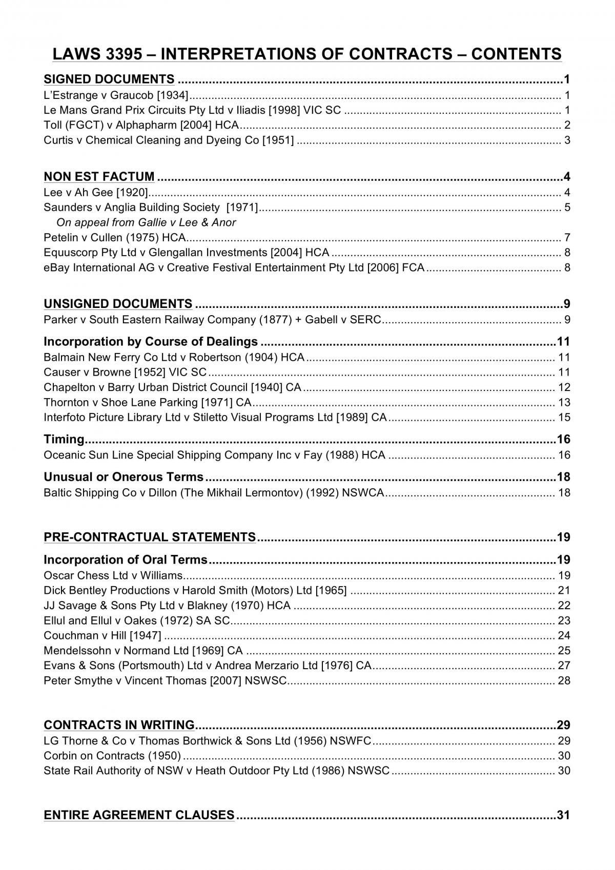 Interpretations of Contract - Exam Notes - Page 1