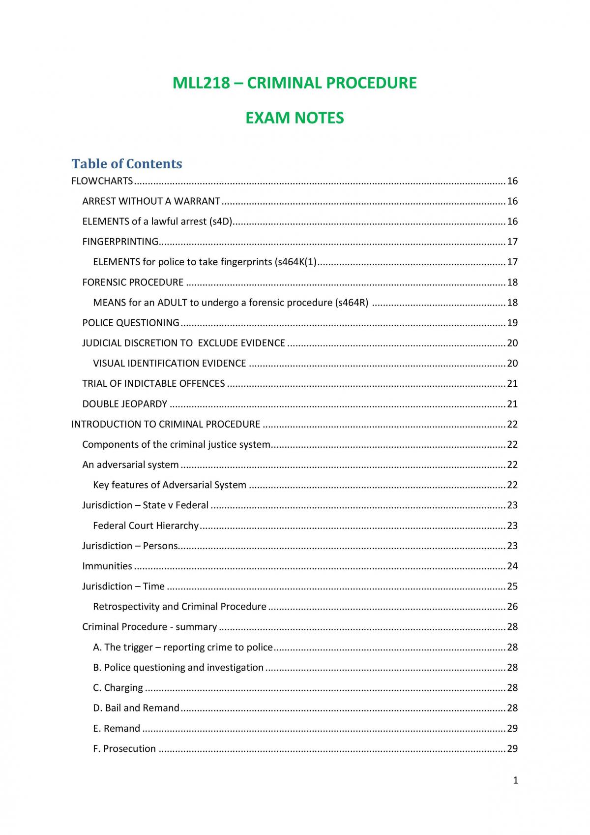 Criminal Procedure - Extensive and Thorough Notes - Page 1