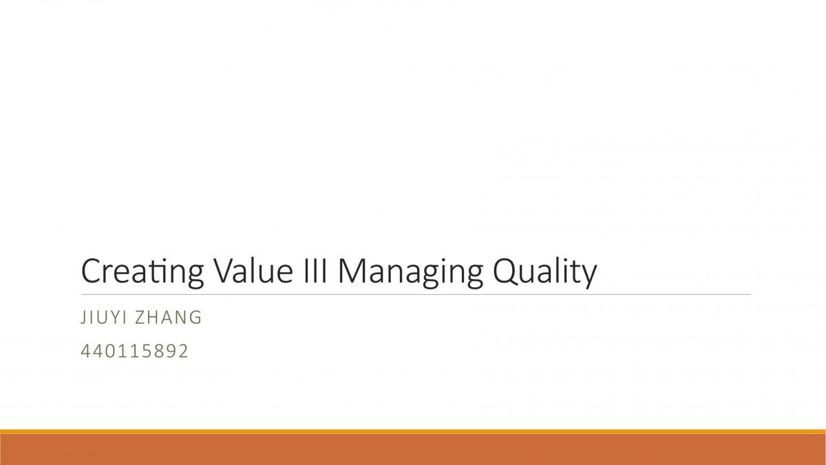 ACCT3012 Individual Presentation - Quality - Page 1