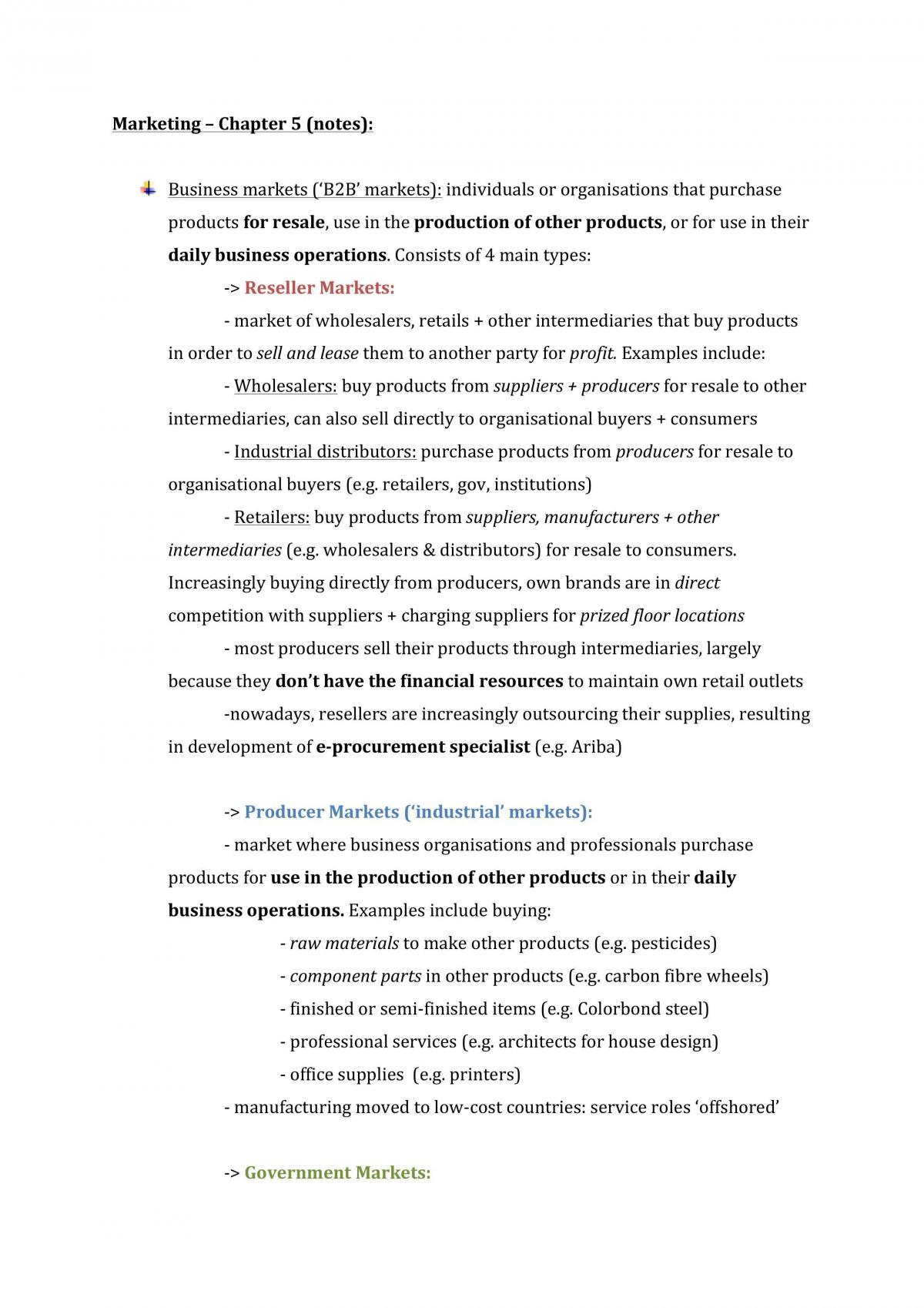 Marketing - Chapter 5 Notes - Page 1