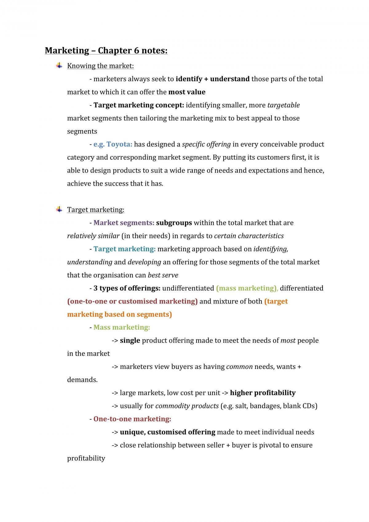 Marketing - Chapter Six Notes. - Page 1