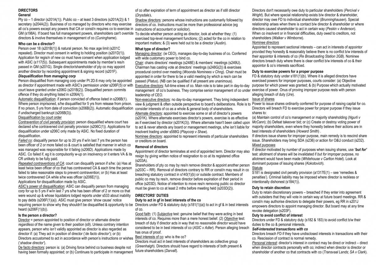 Corp Law Exam Notes - Page 1