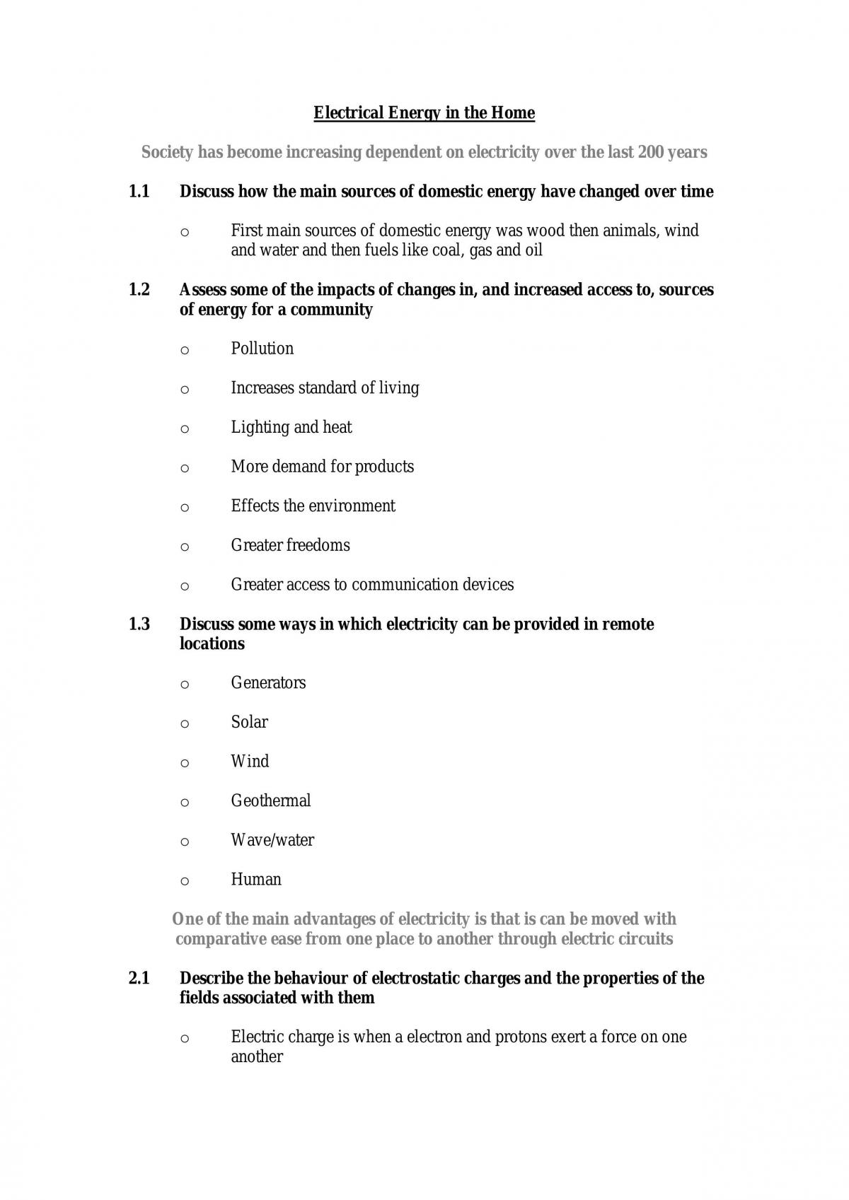 Year 11 Physics Notes Electrical Energy in the Home - Page 1