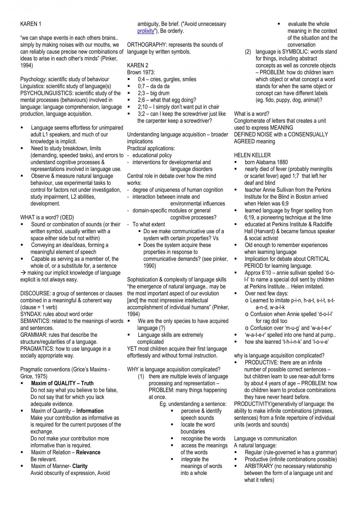 Notes On Karen Croot'S Section Of Cognition, Learning And Thought - Page 1