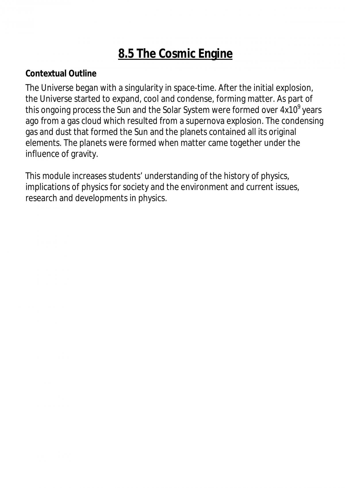 Extensive notes for Cosmic Engine - Page 1