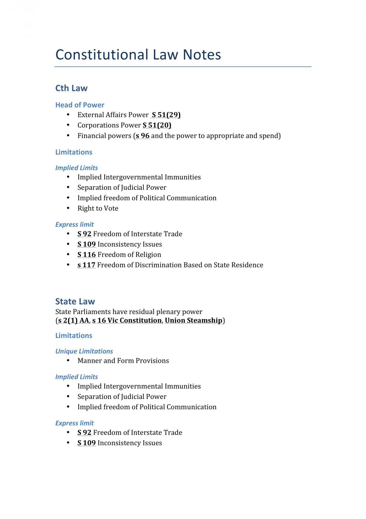 Constitutional Law Complete Exam Notes [HD] - Page 1
