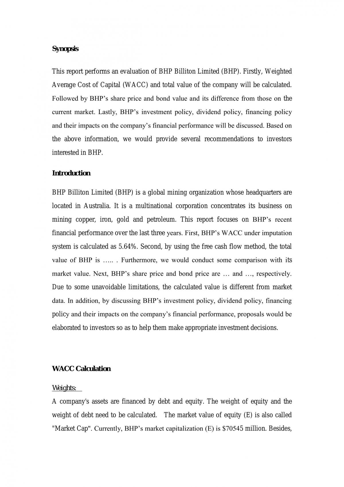 BHP analysis - Page 1