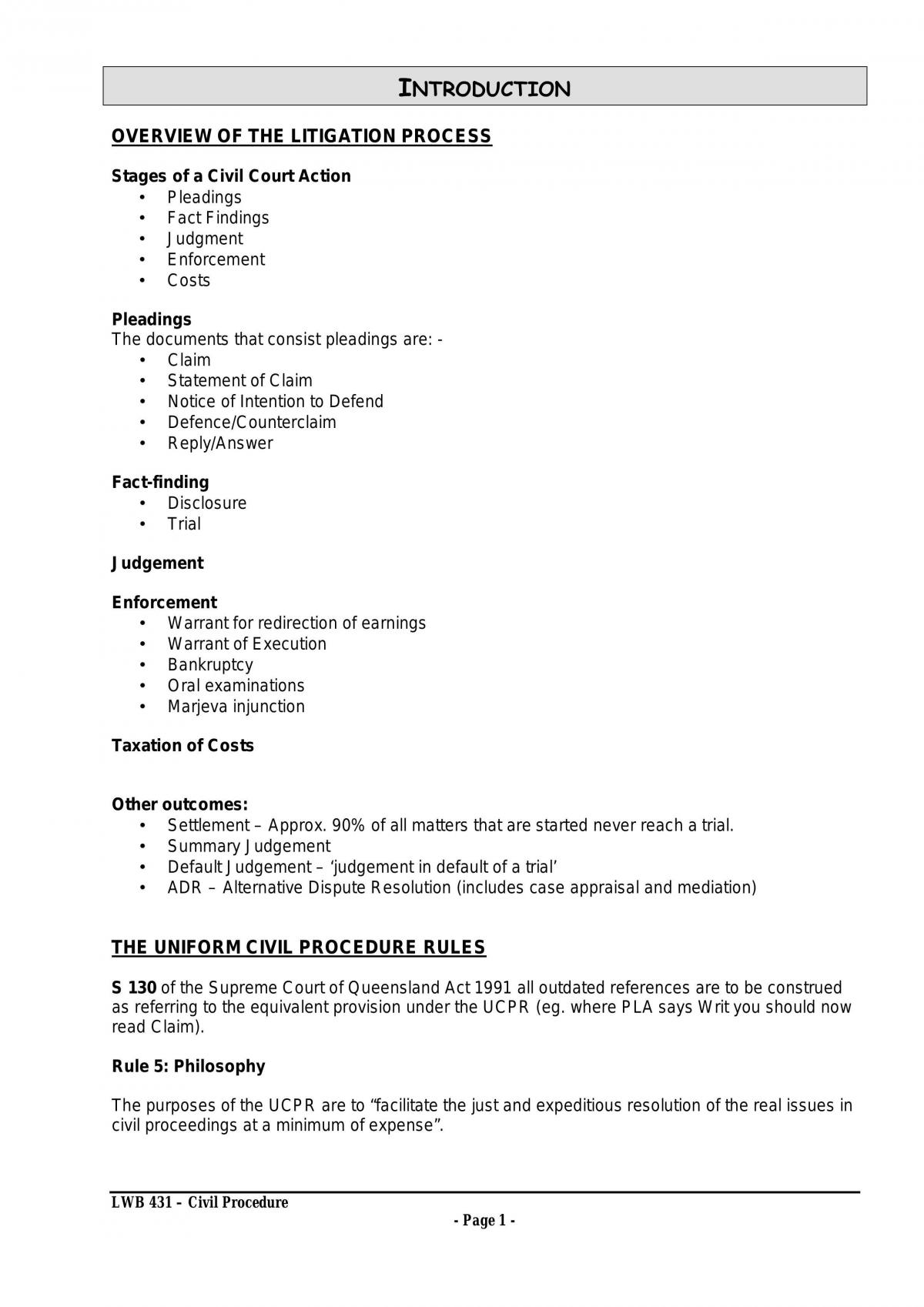 Civil Proceedure Notes - Page 1