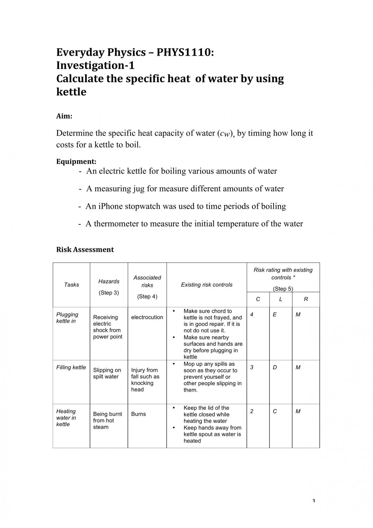 Investigation 1 - Page 1