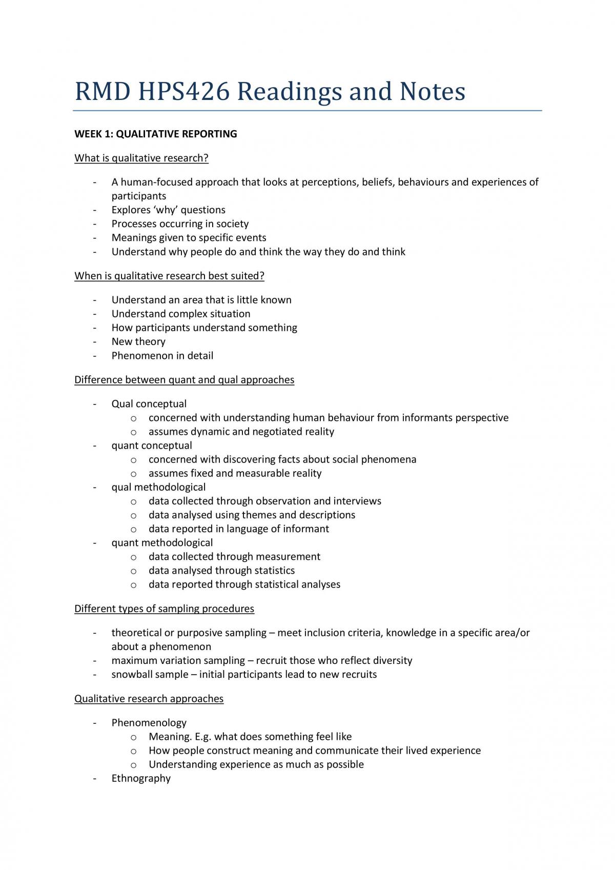 HPY712 Semester Notes - Page 1