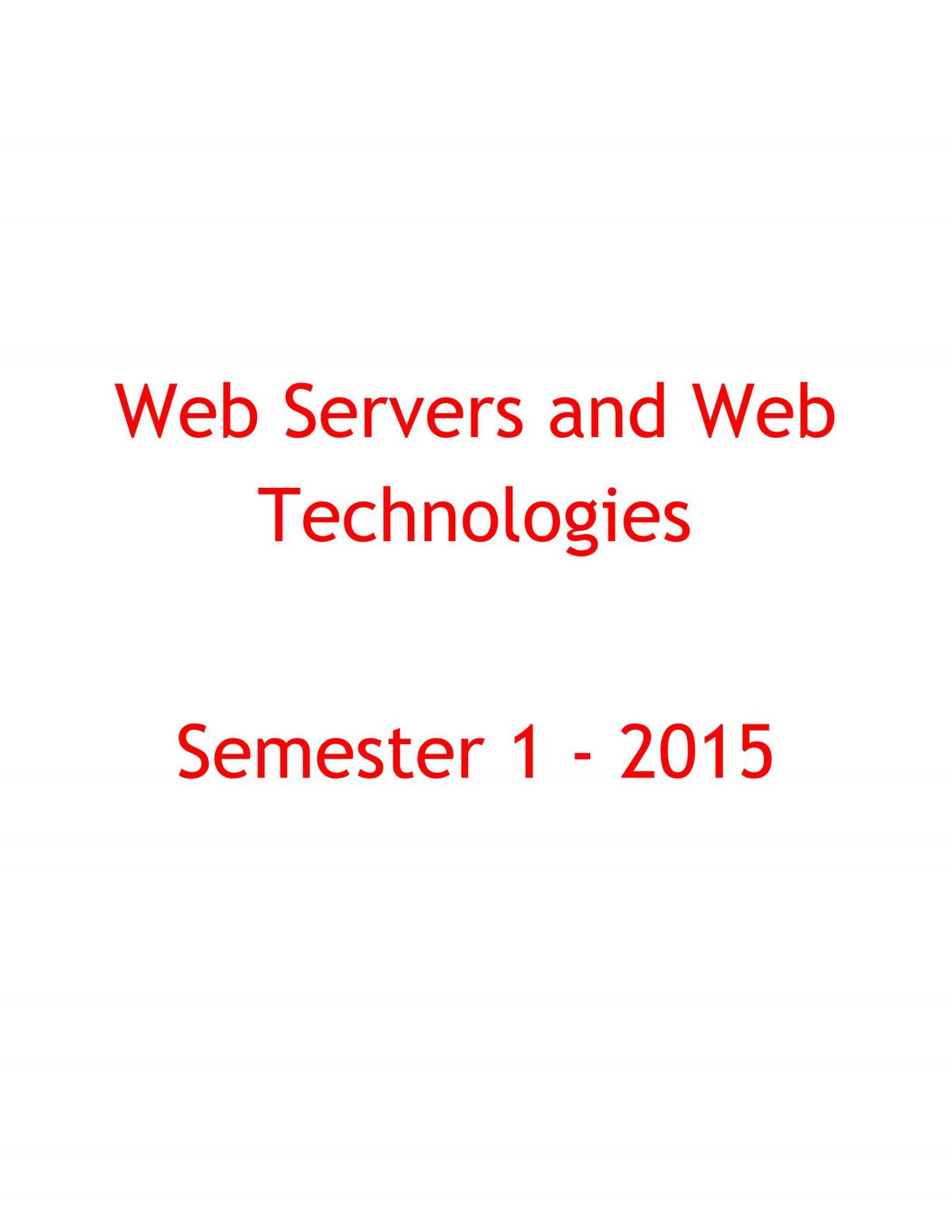 Web Servers and Web Technology Summarized Notes - Page 1