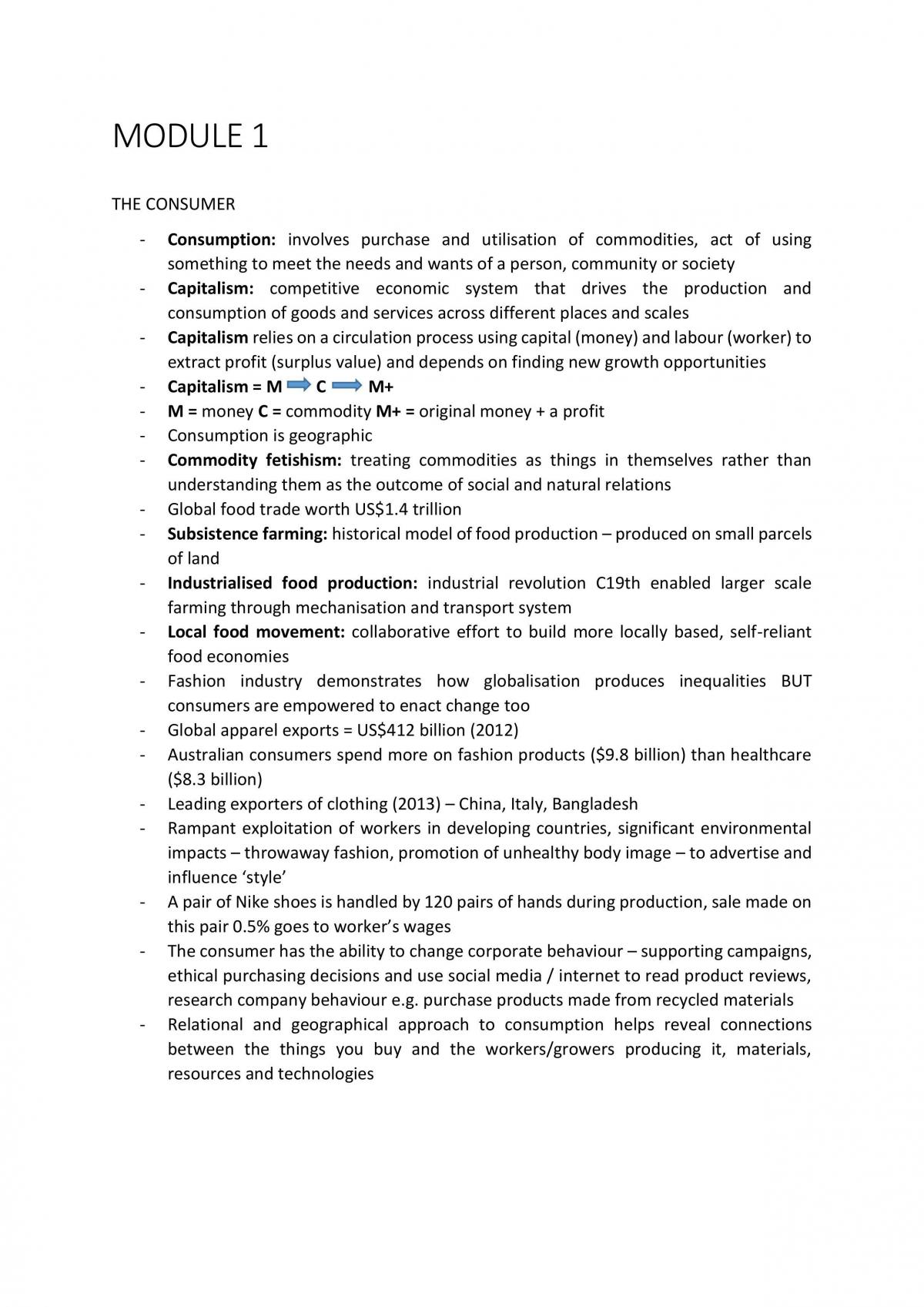 Human Geography - 3 Module Summary - Page 1