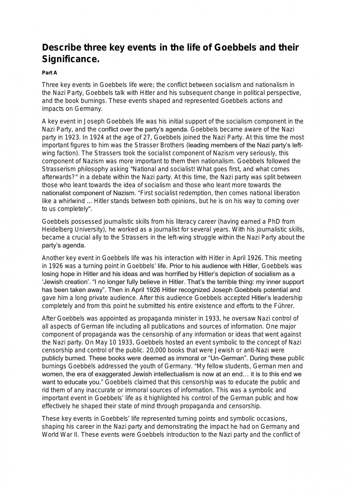 Personality Study- Joseph Goebbels  - Page 1