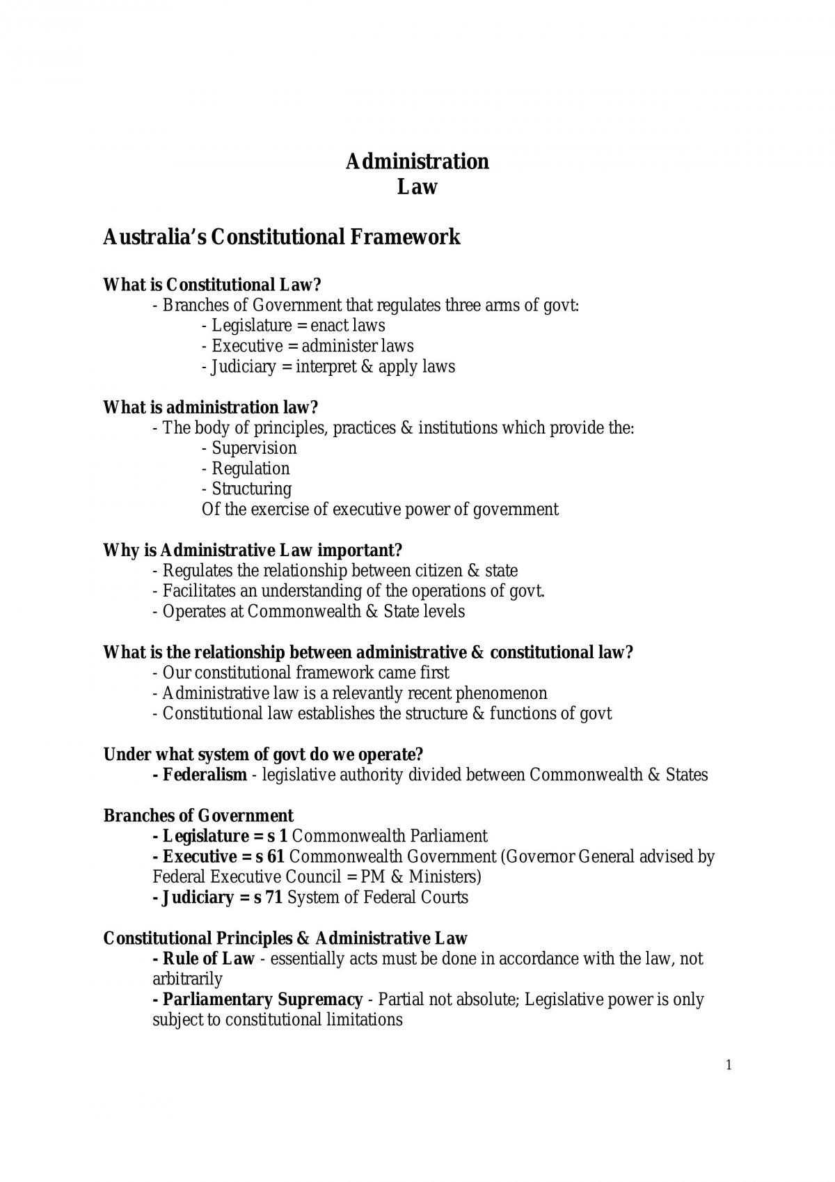 Administrative Law Notes - Page 1
