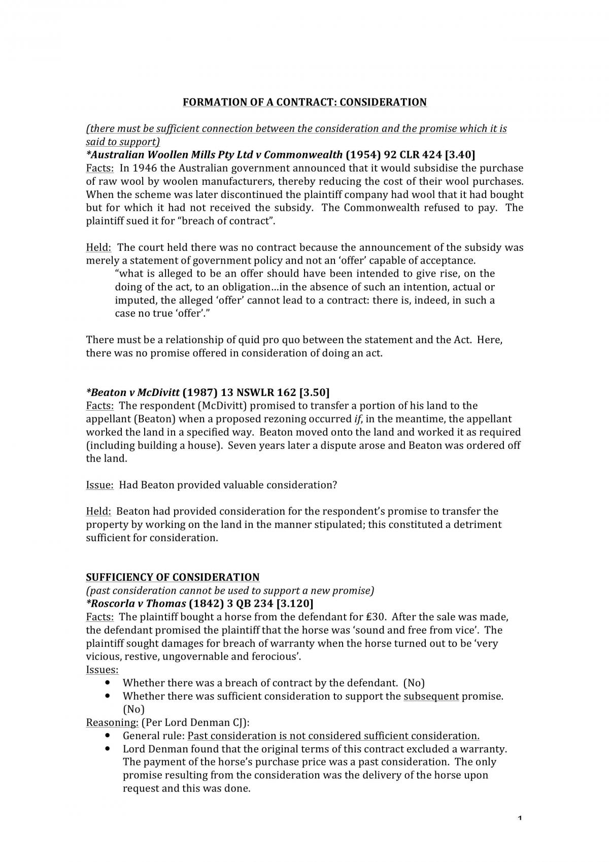 Comprehensive Contracts Case Summaries & Notes - Page 1