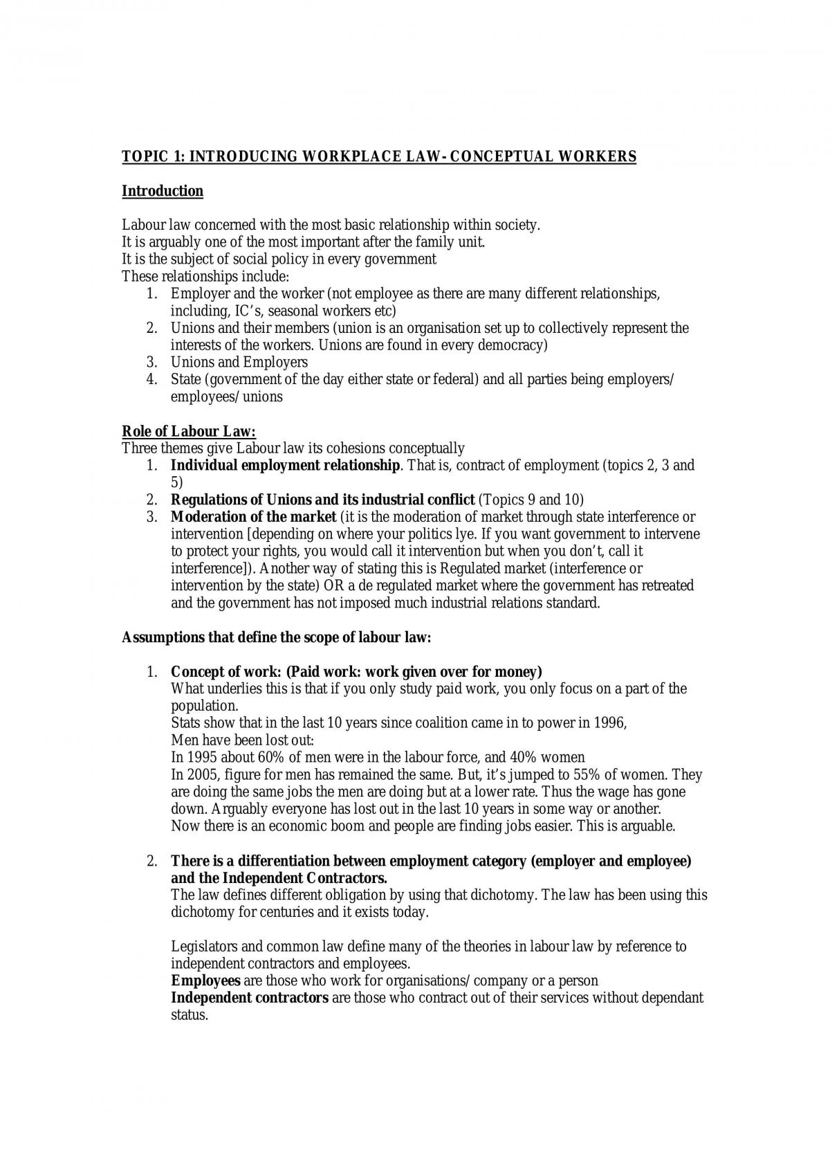 Workplace Law Notes - Page 1