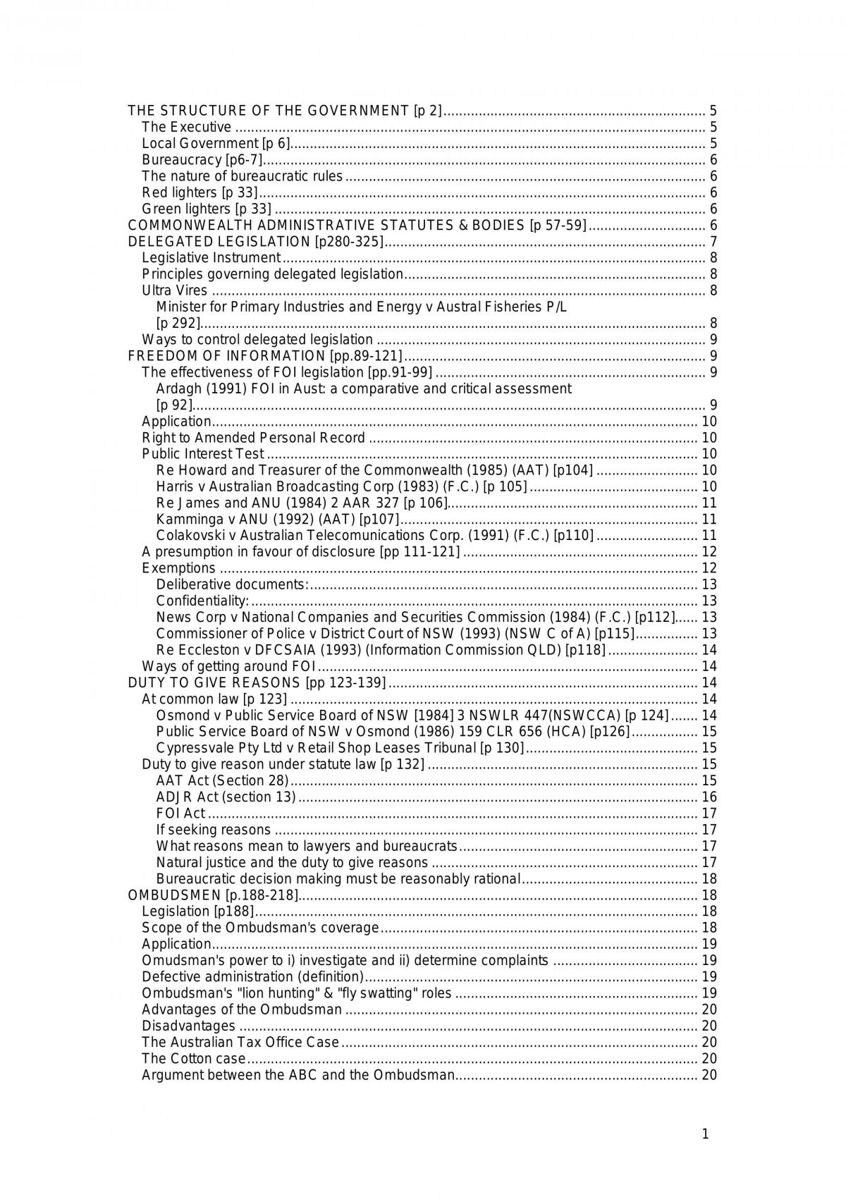 Detailed Admin Law Notes. - Page 1