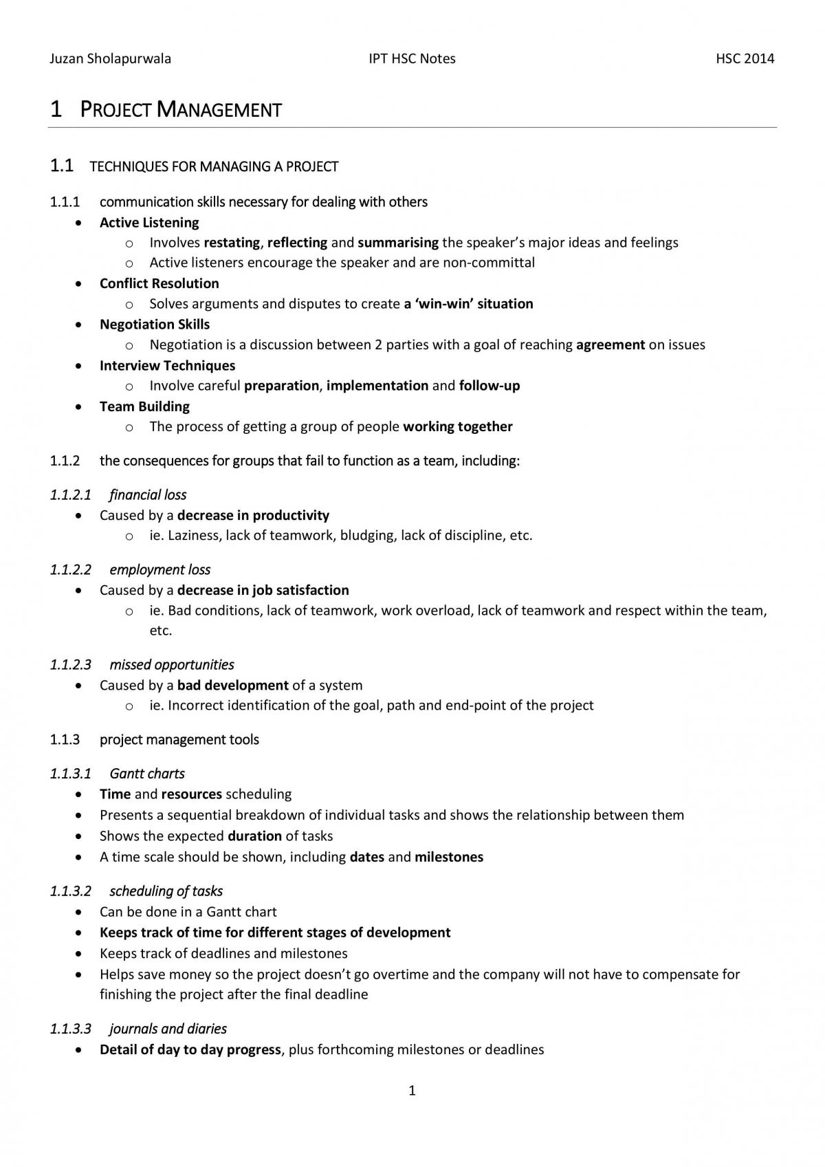 IPT HSC Notes - Page 1
