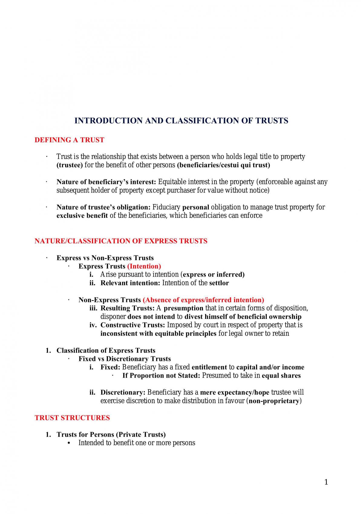 Notes on Trust for Equity - Page 1