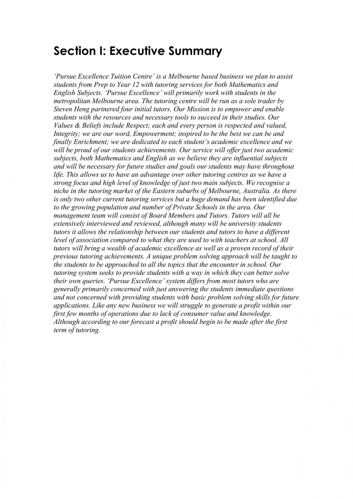 Marketing Plan  - Page 1