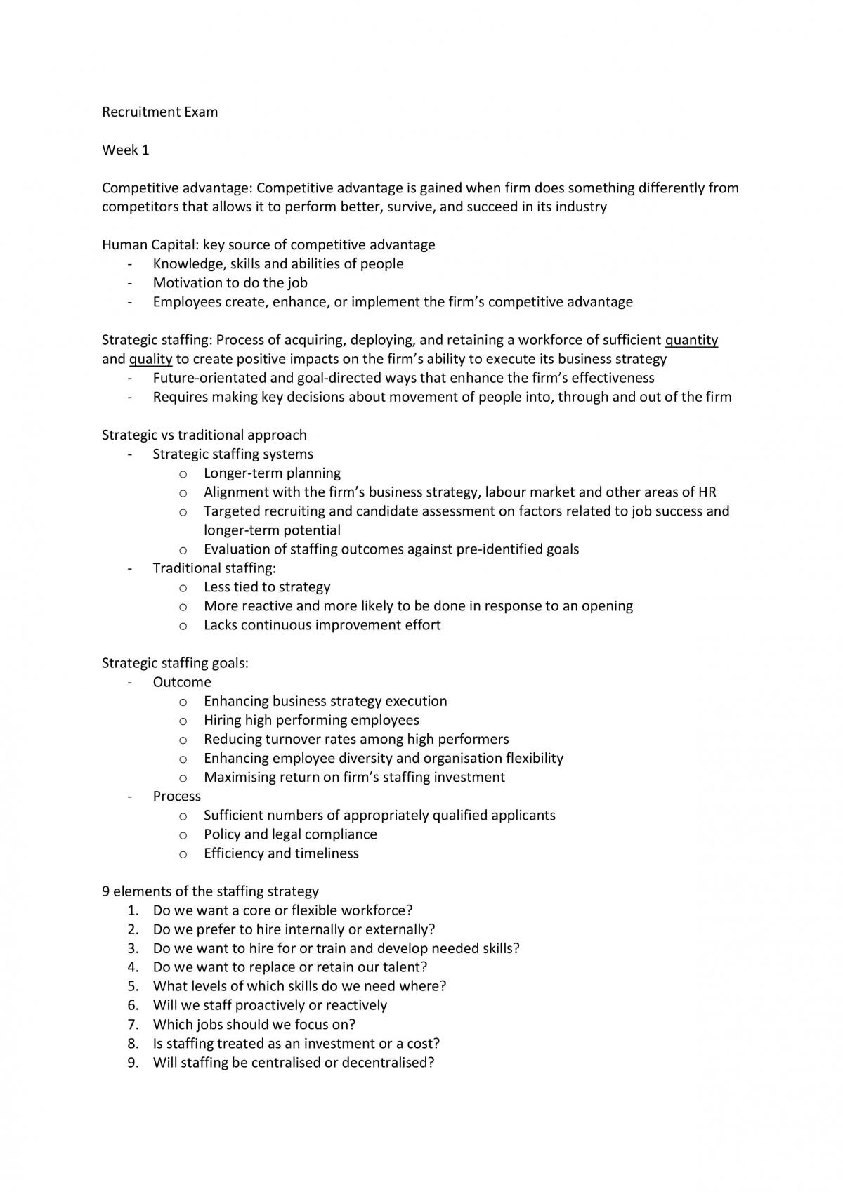 Semester overview of Recruitment and Selection - Page 1