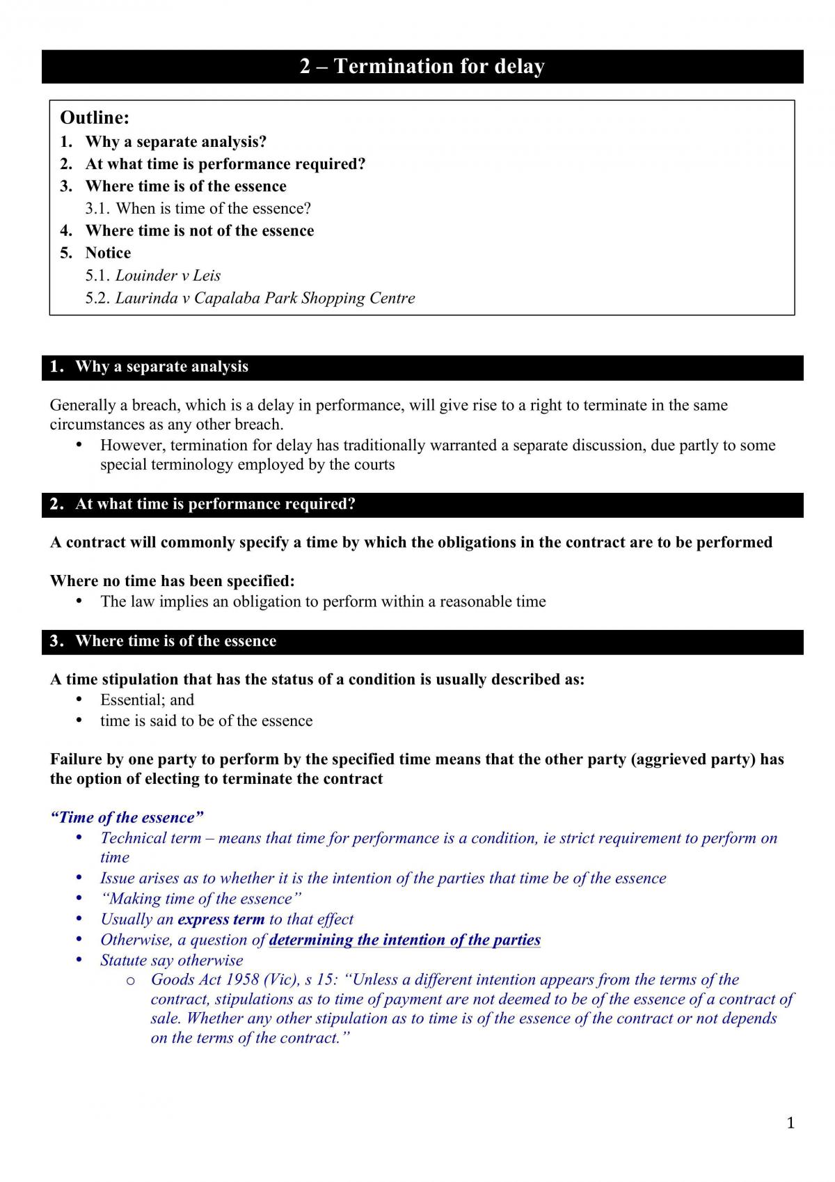 Termination for Delay - Contracts B - Page 1