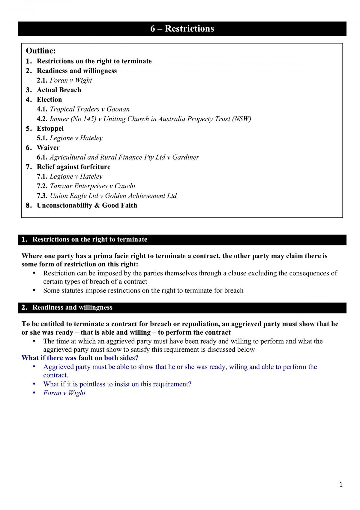 Restrictions - Contracts B - Page 1