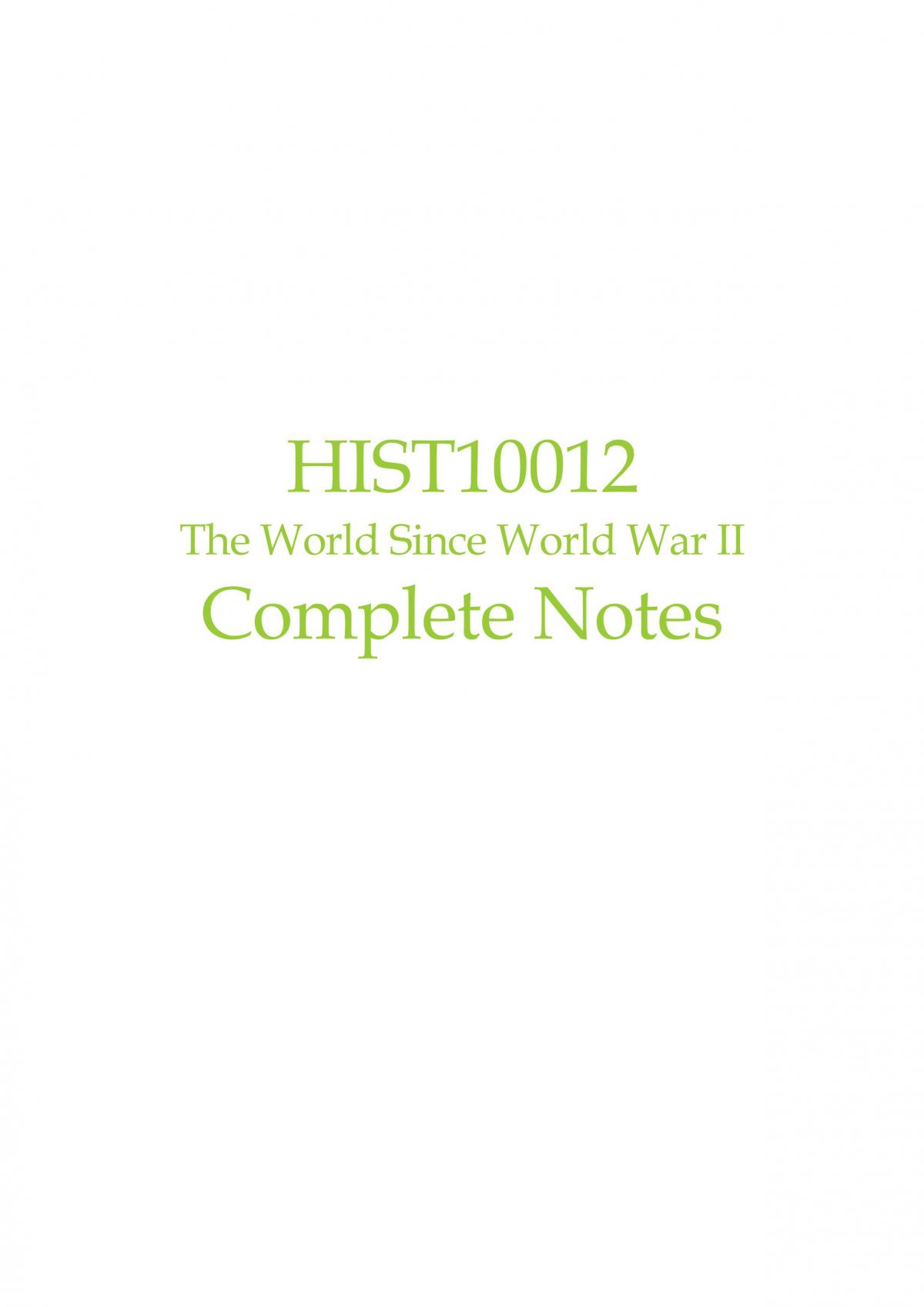 HIST10012 Complete Study Notes - Page 1