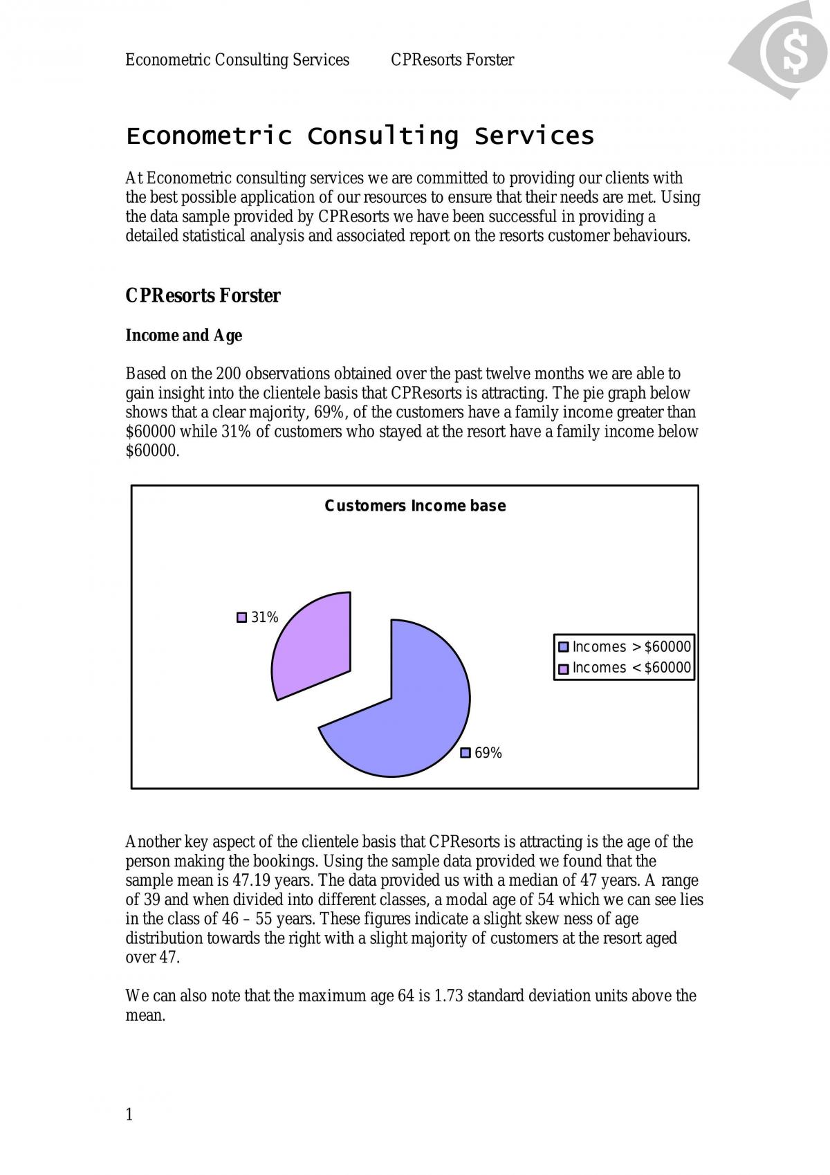 Example Of Major Project For Quantative Methods B - Statistics - Page 1