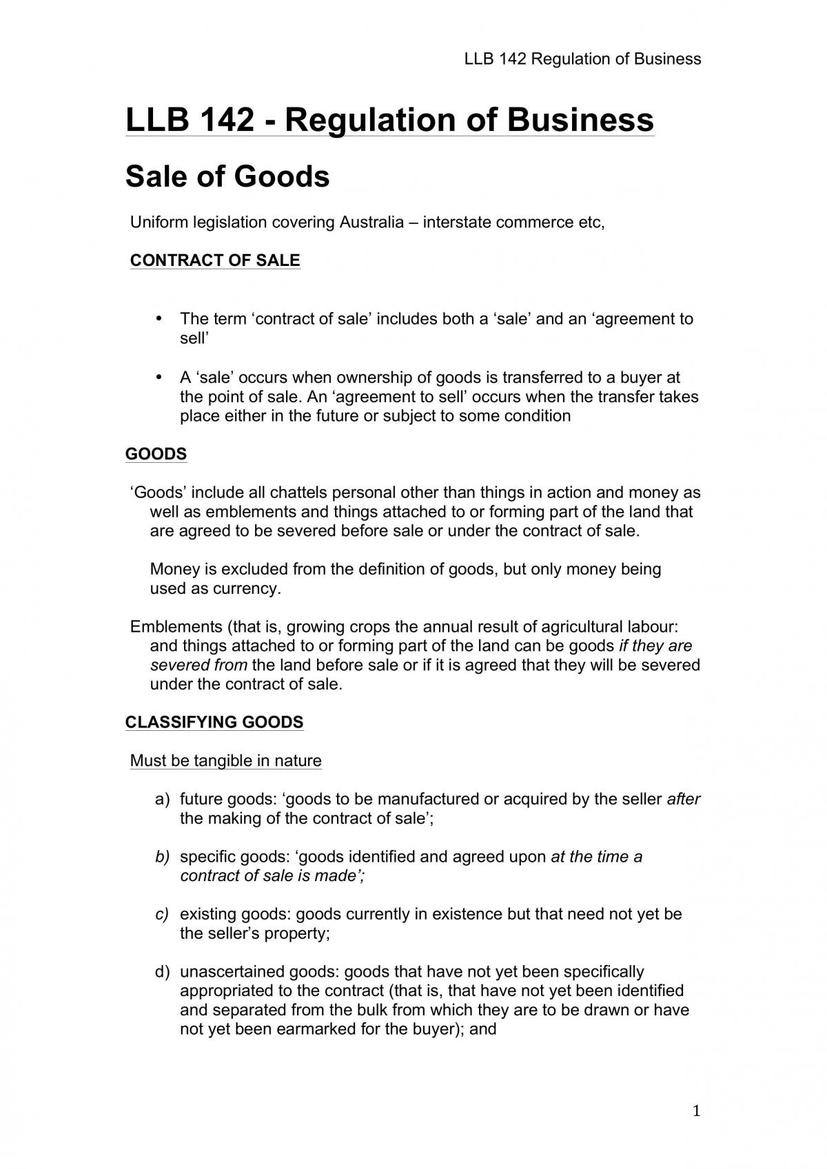 Regulation of Business Exam Notes - Page 1
