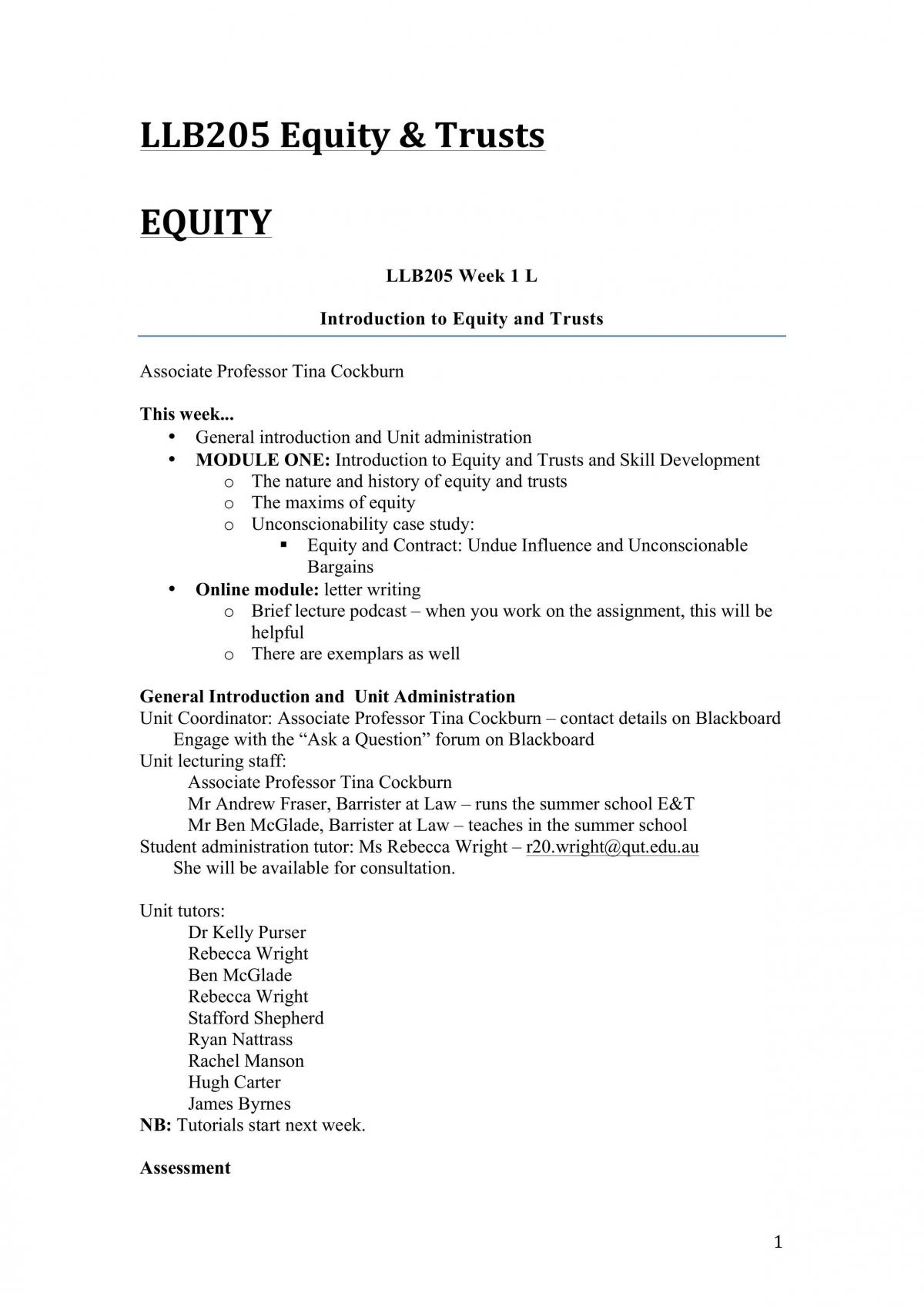 Equity Notes - Page 1