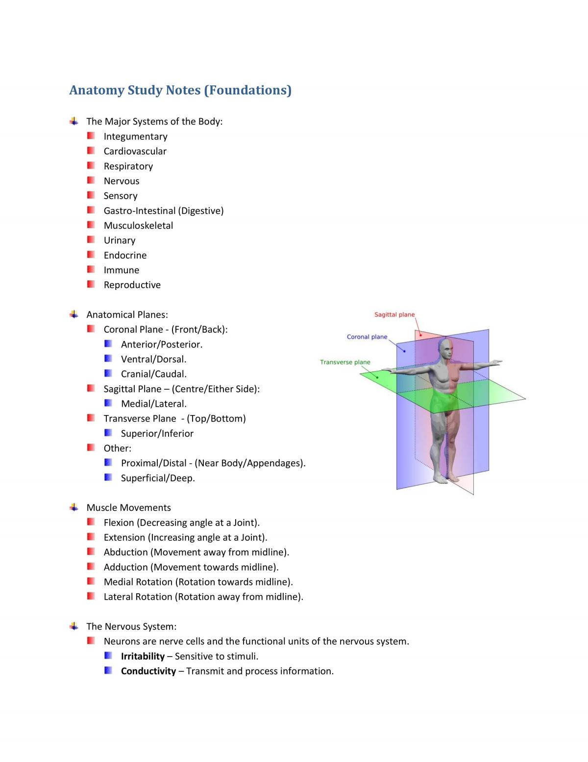 Foundations Anatomy Notes - Page 1