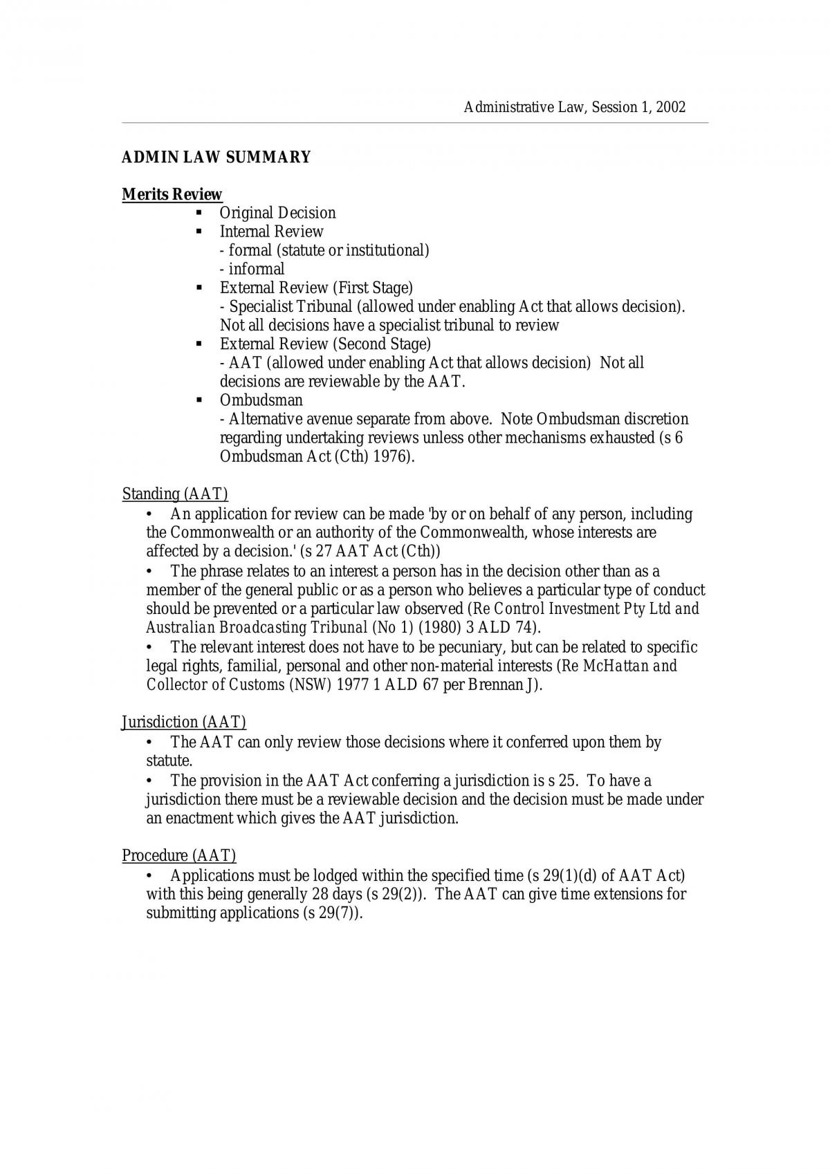 Admin Law Notes - Page 1