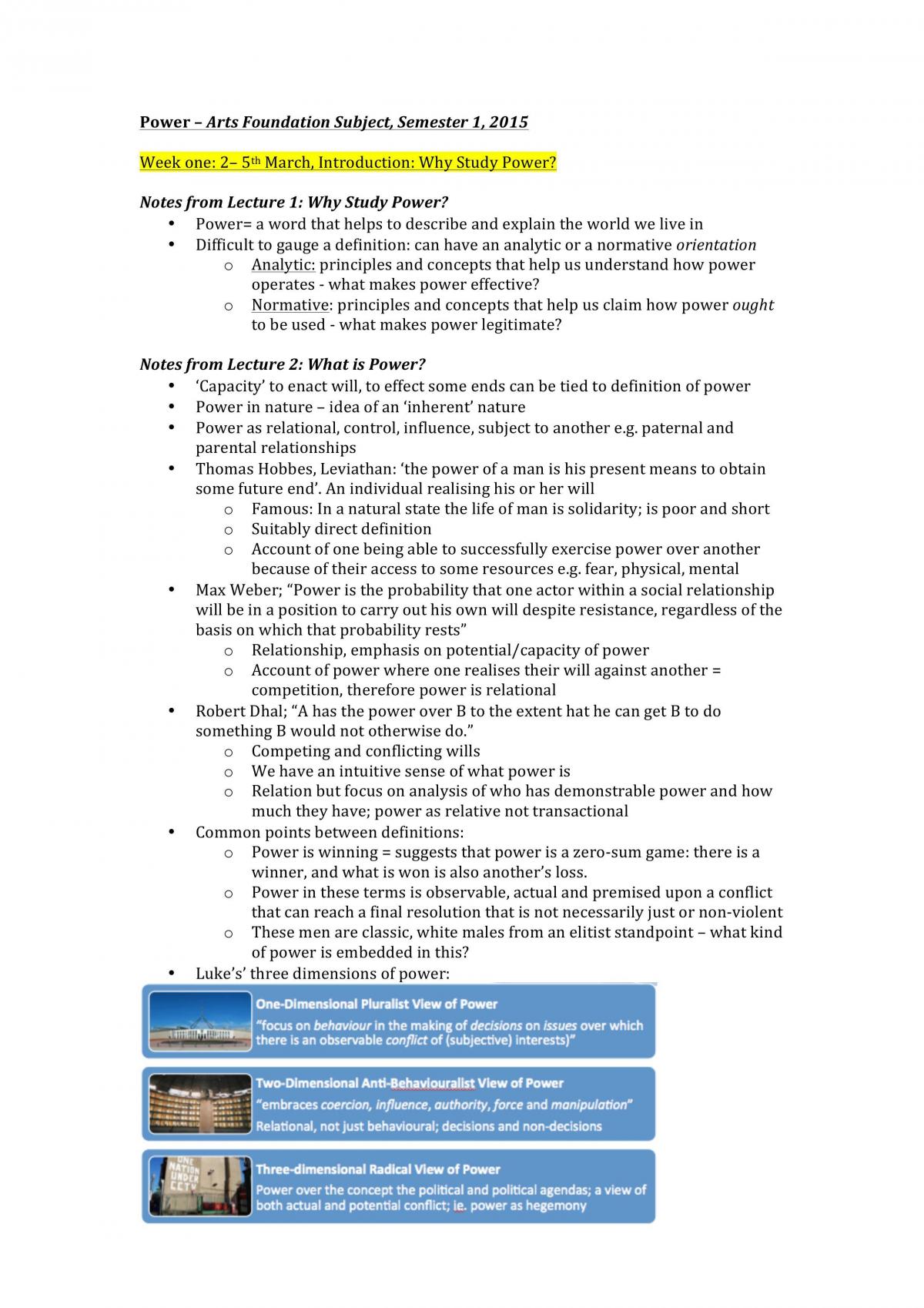 MULT10018 - Power Study Notes - Page 1