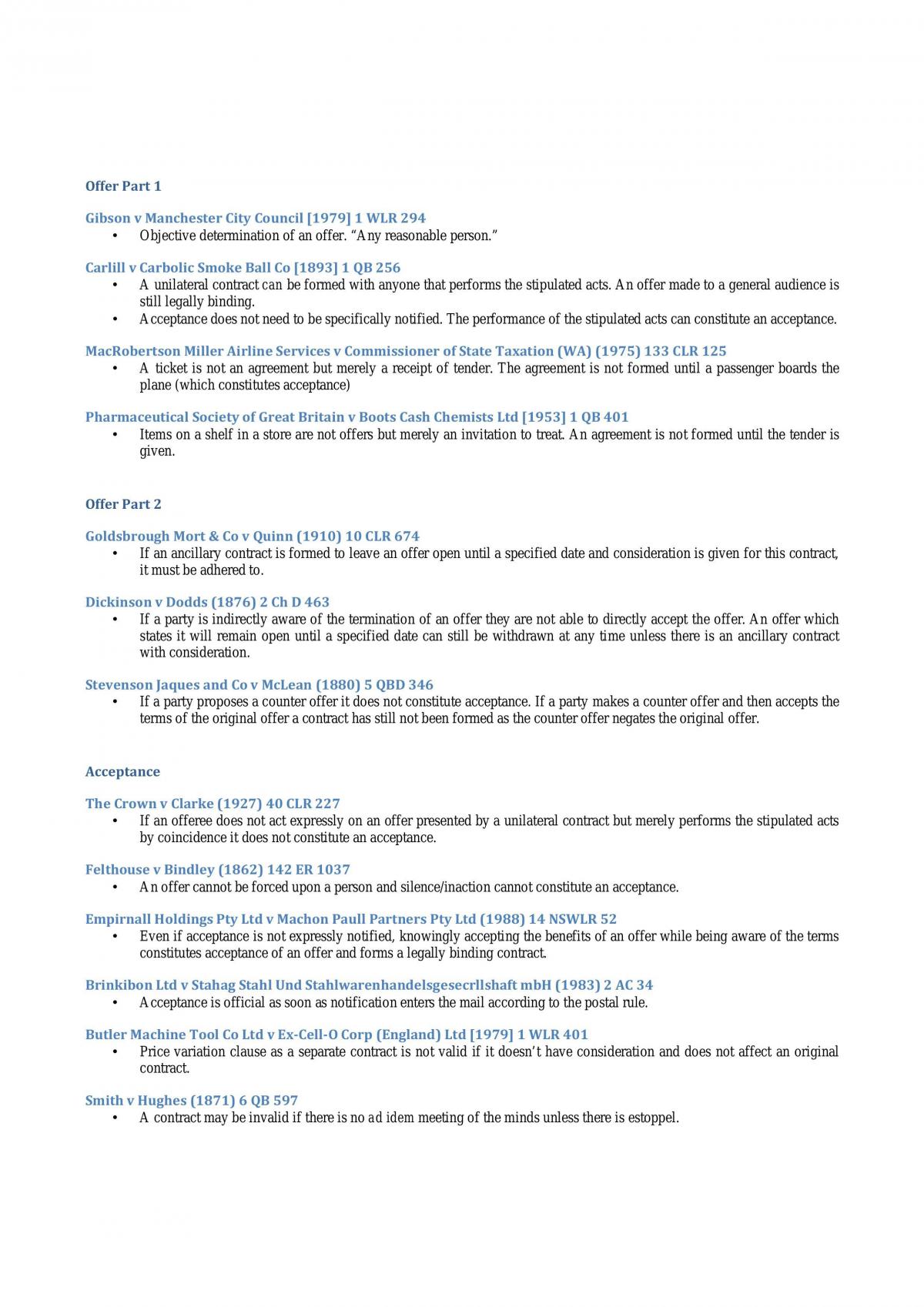 Case Summaries For All Llb120 Cases. - Page 1