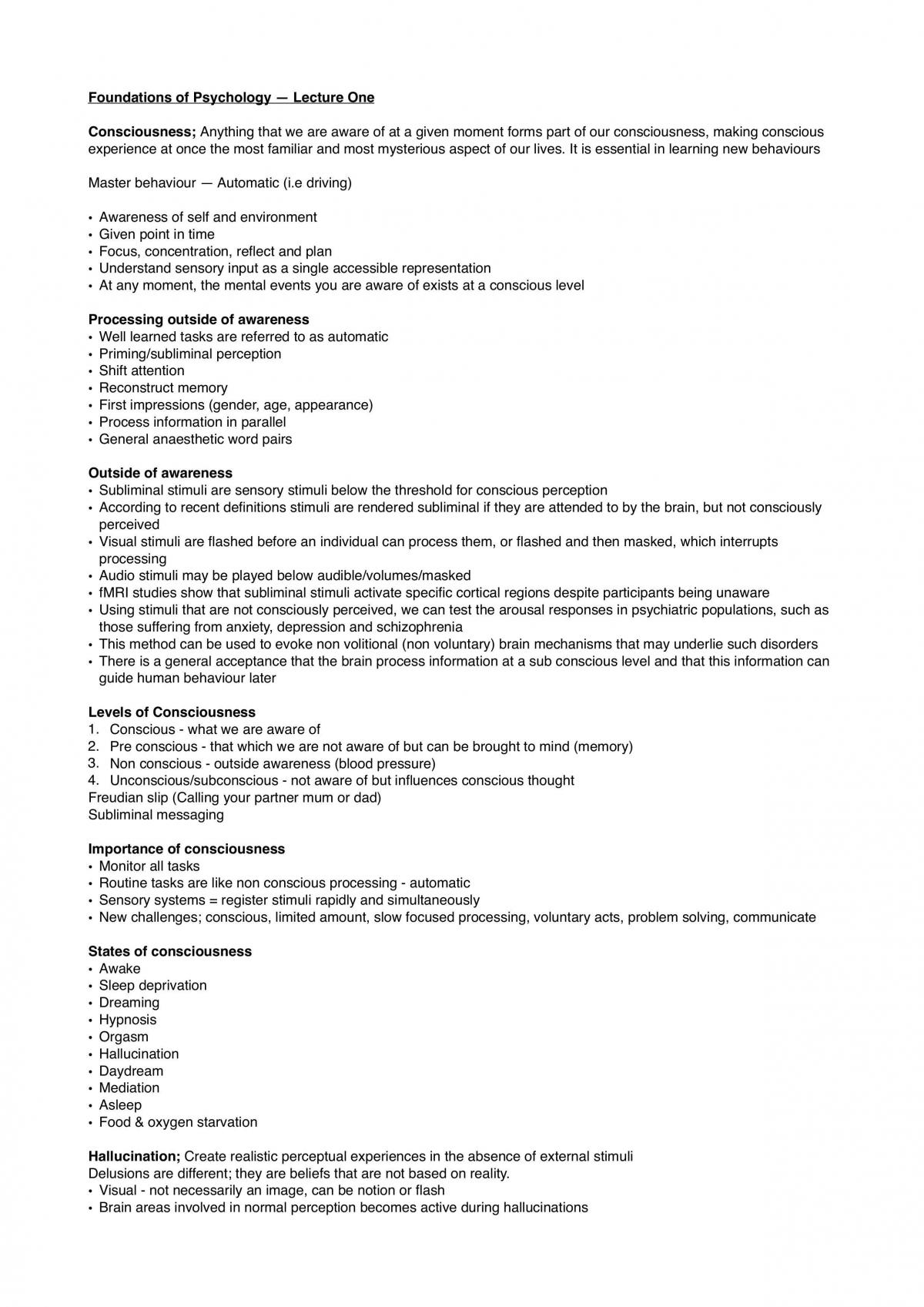 Foundations of Psychology Notes - Page 1