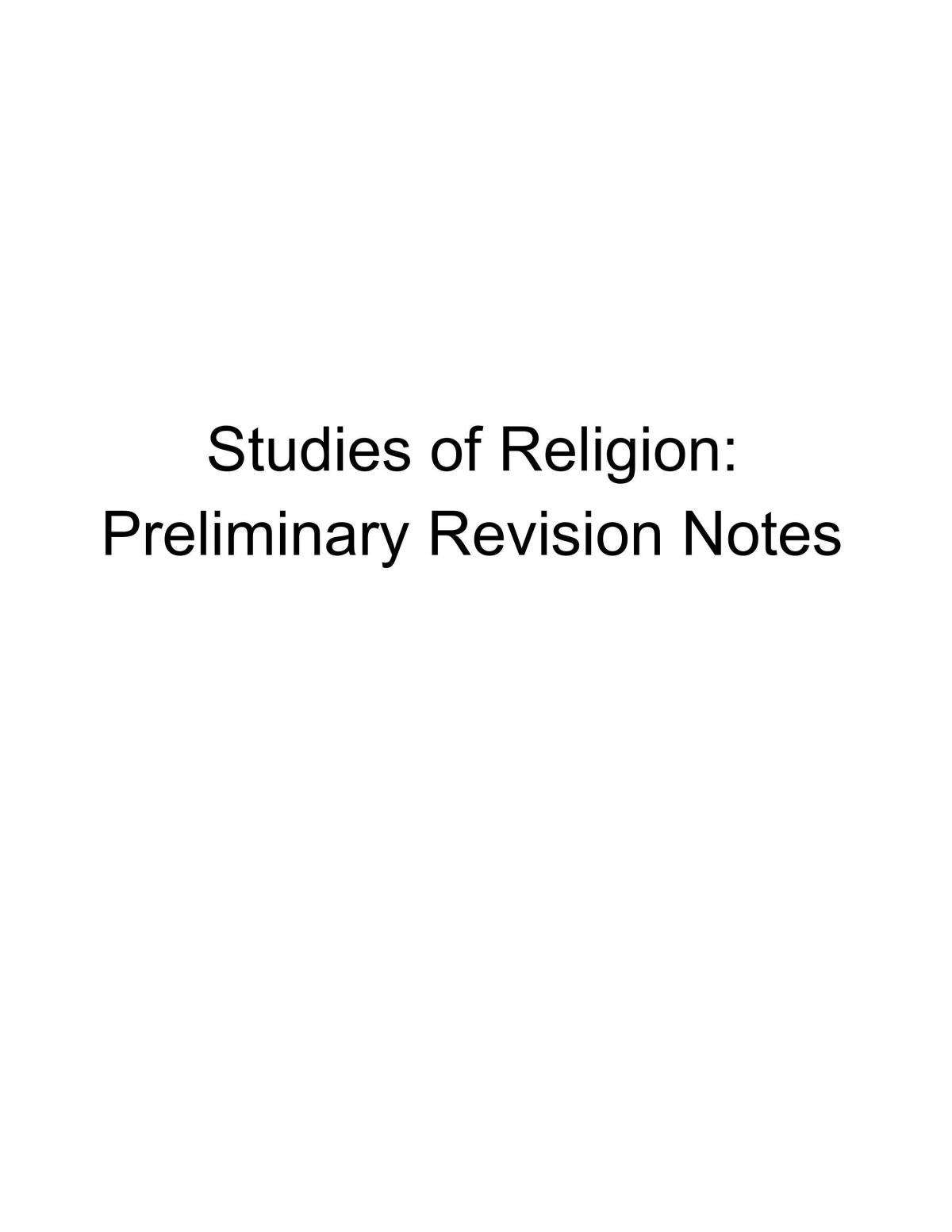 Preliminary Studies of Religion Notes - Page 1