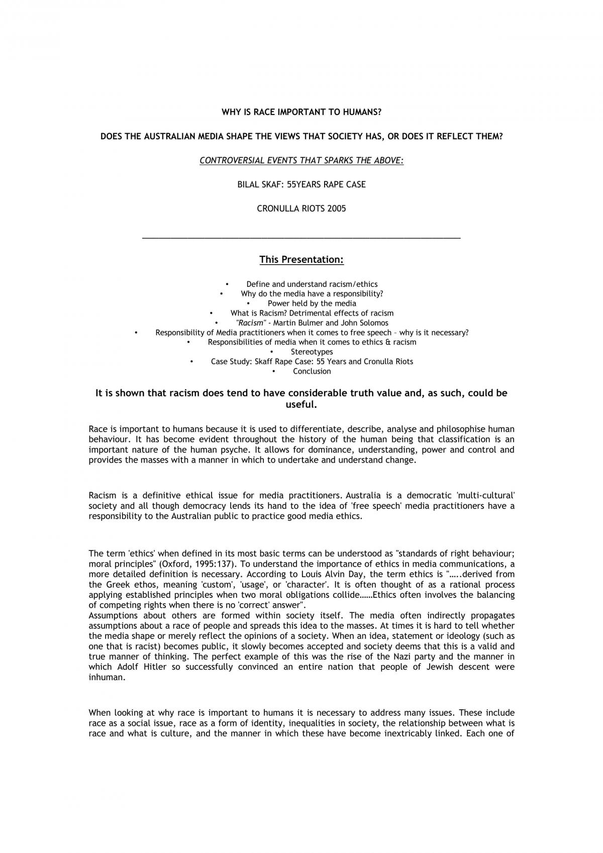 Racsim Notes On Cronulla Riots - Page 1