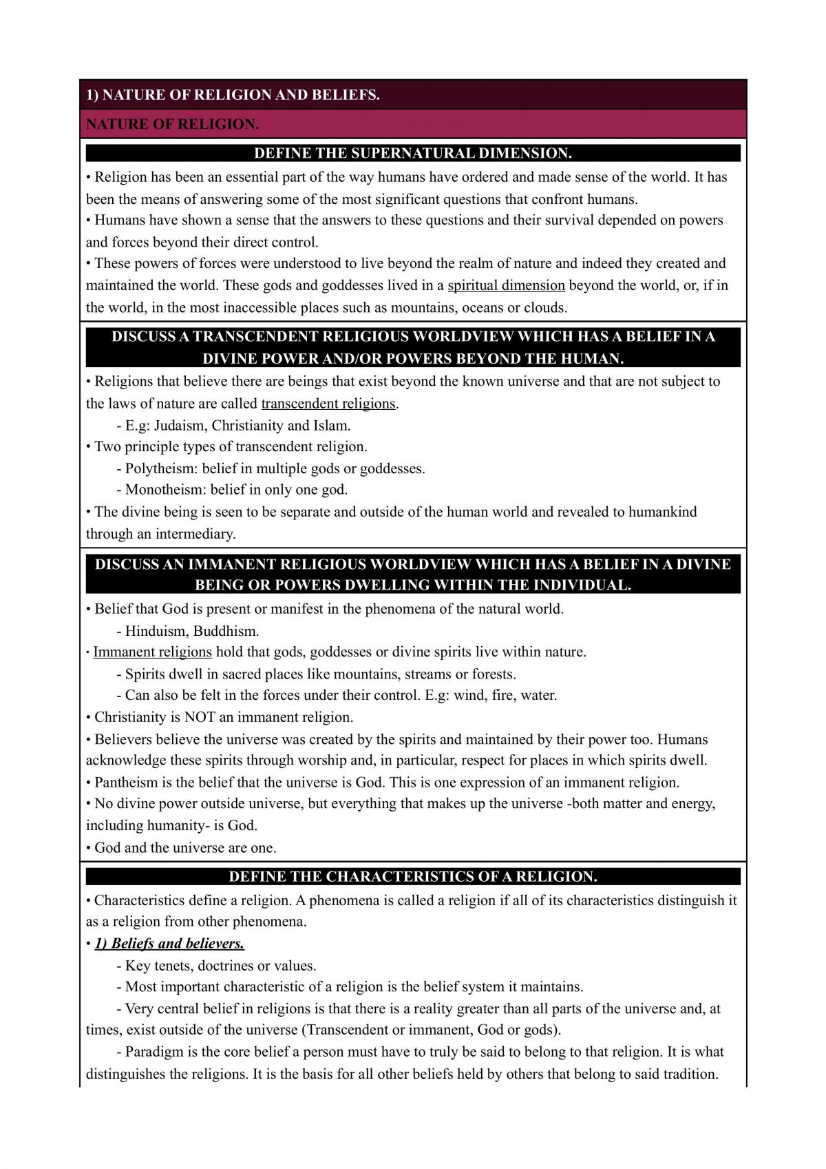 Religion Notes - Page 1
